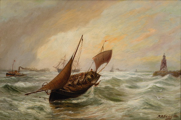 Bernard Benedict Hemy (fl:1875-1910) Shipping in ro