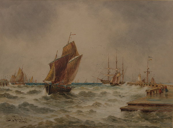 Thomas Bush Hardy (1842-1897) Calais Pier Watercolo