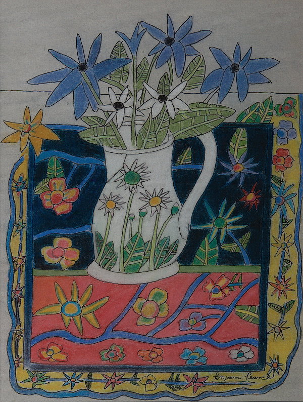 Bryan Pearce (1999-2006) White jug with purple and