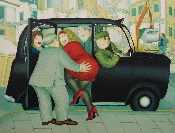 Beryl Cook (1926-2008) Taxi (Hor's Commerce) Silksc