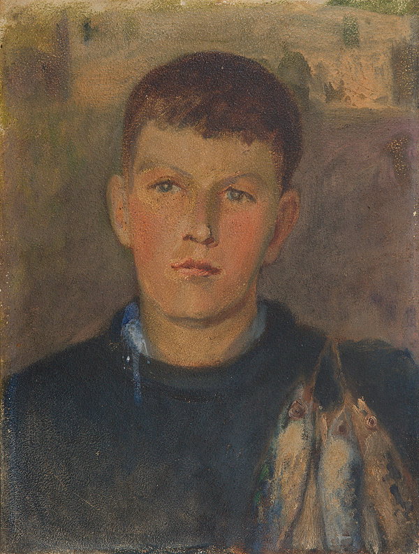 After Henry Scott Tuke Portrait of a boy Oil on
