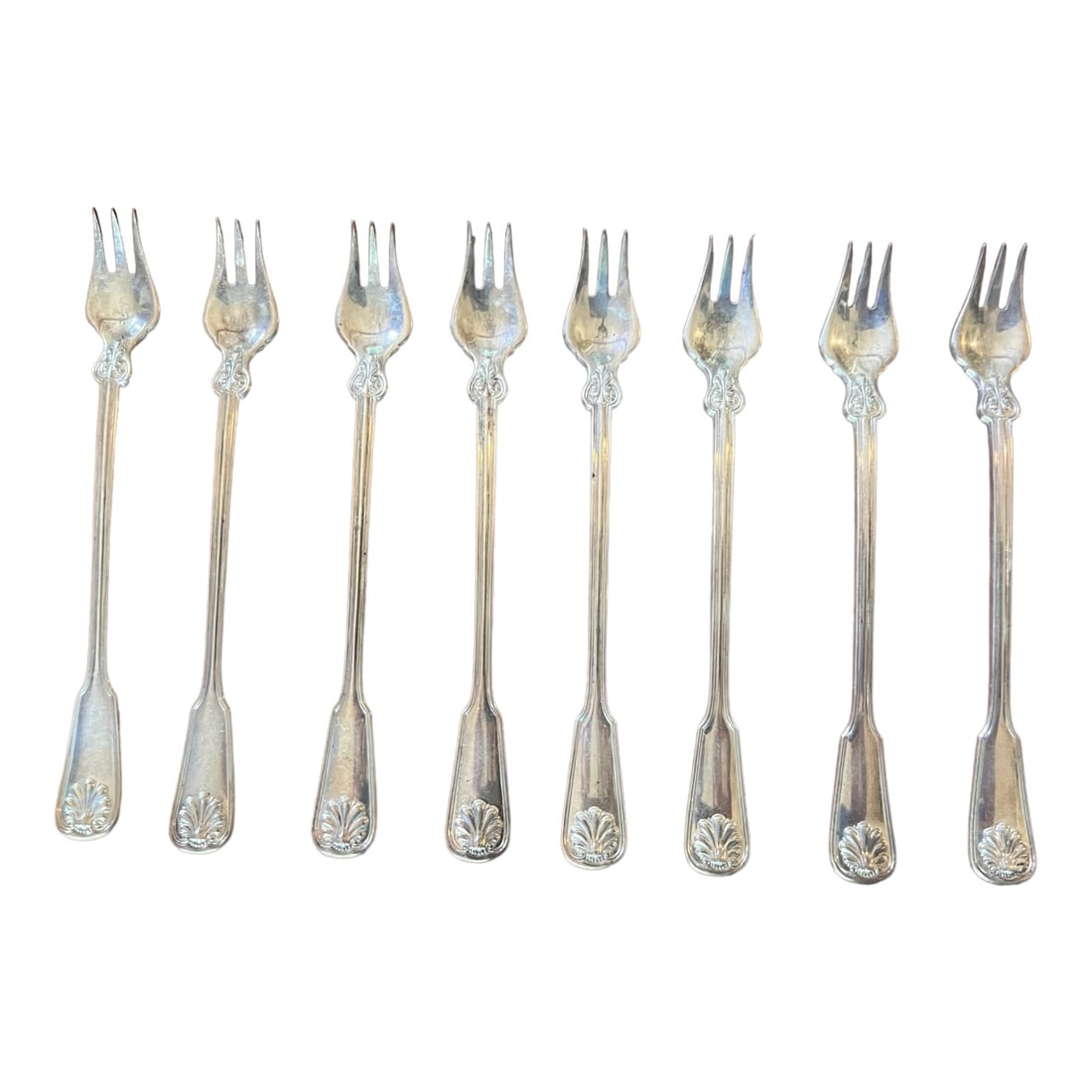 Set of 8 Tiffany & Co Sterling Silver Shell & Thread Oyster Forks (1 of 11)