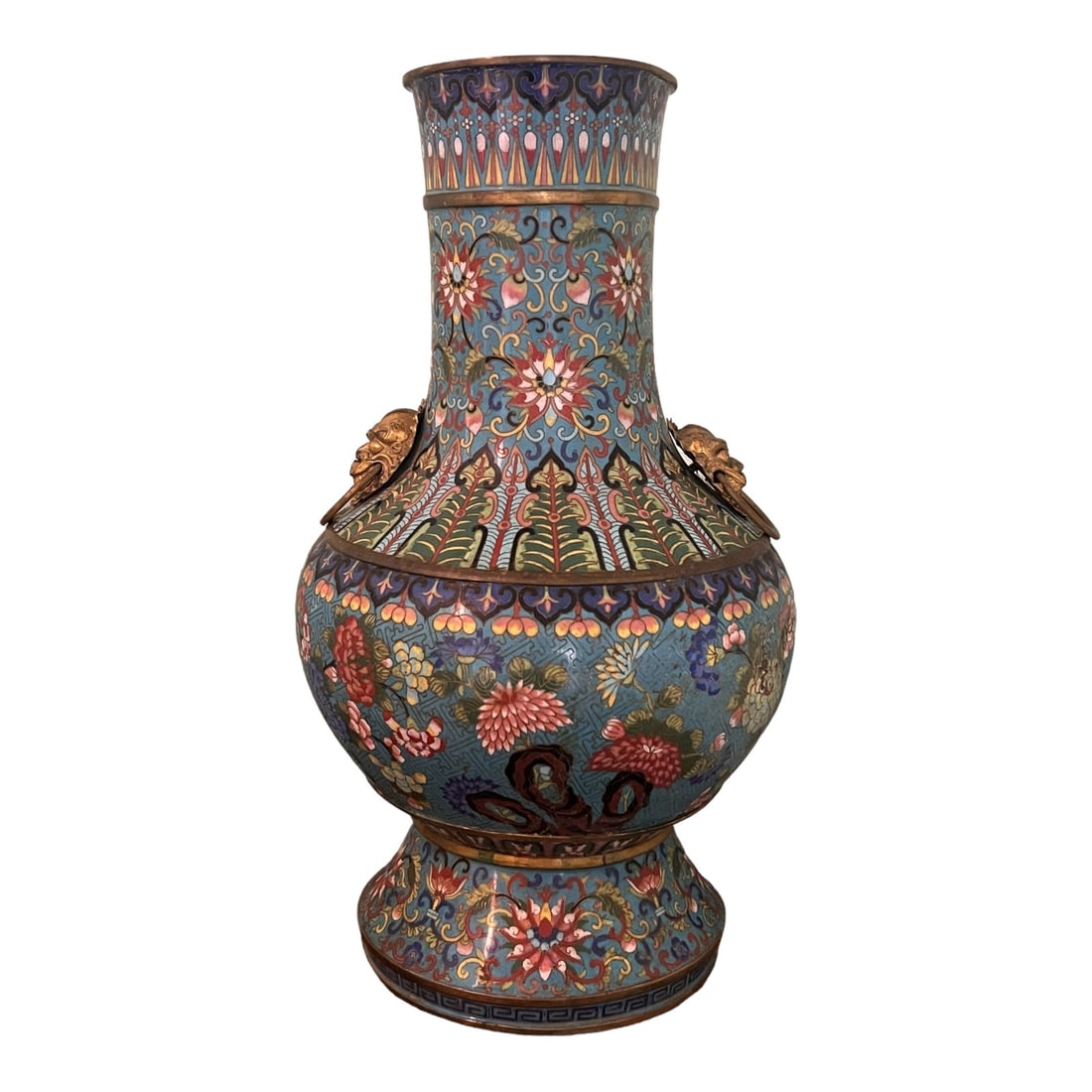 Large Antique Qianlong Mark Chinese Cloisonne Vase Lions (1 of 18)