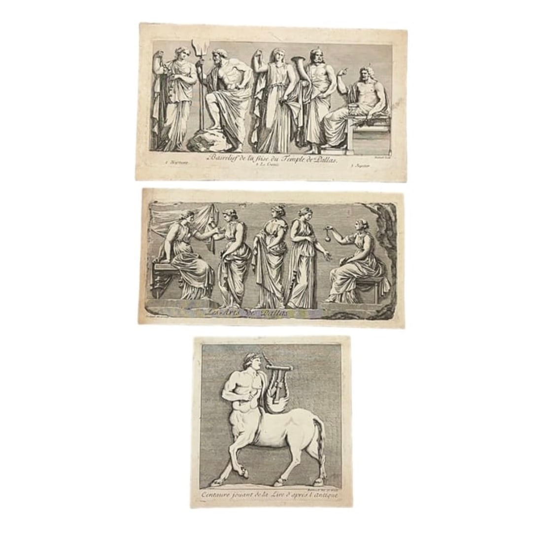 Group of 3 Barbault Sculpt. Engravings Greek Gods Temple De Pallas (1 of 13)