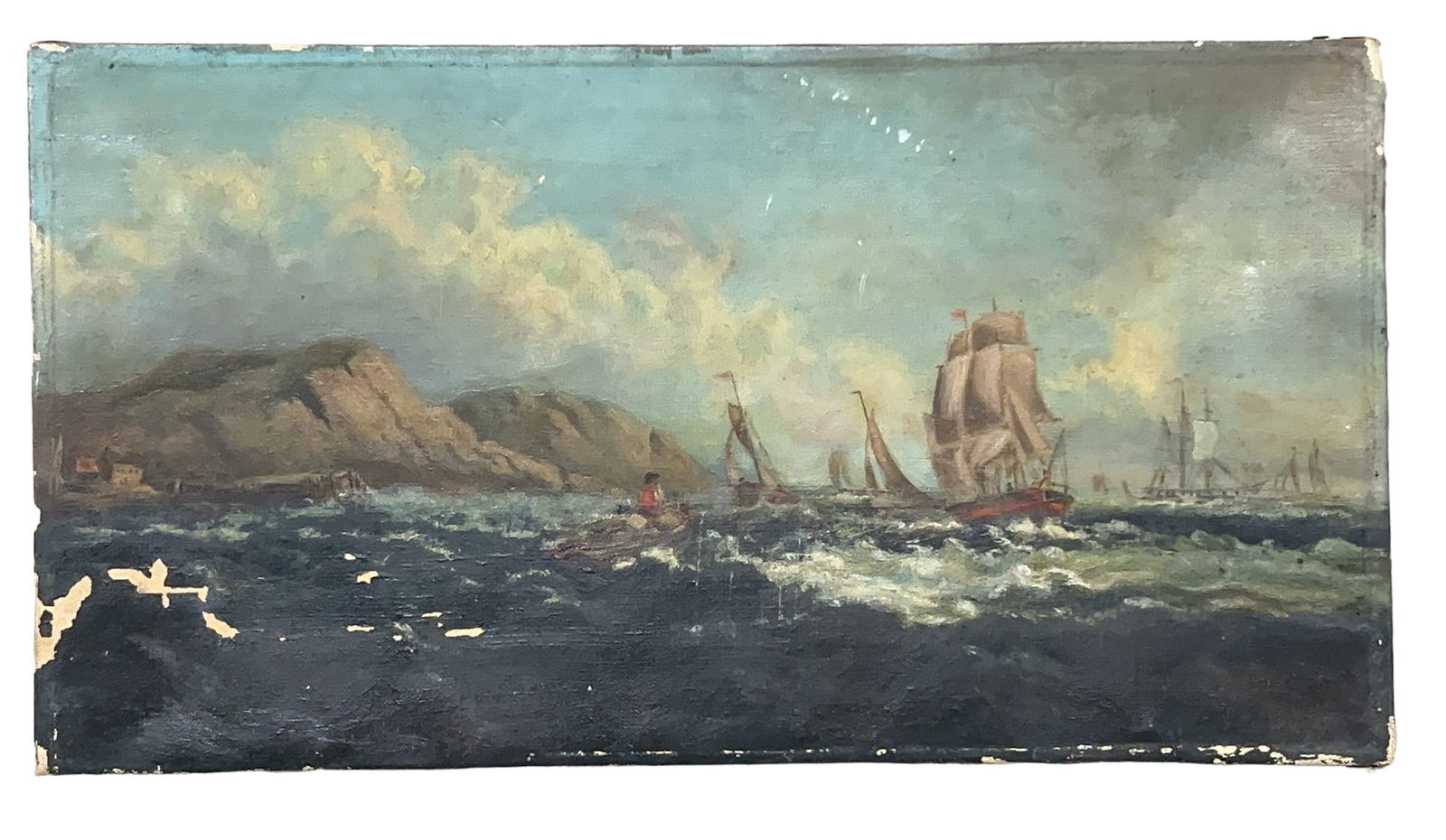 Anon American Marine View Painting on Canvas, Florida 19thC (1 of 13)