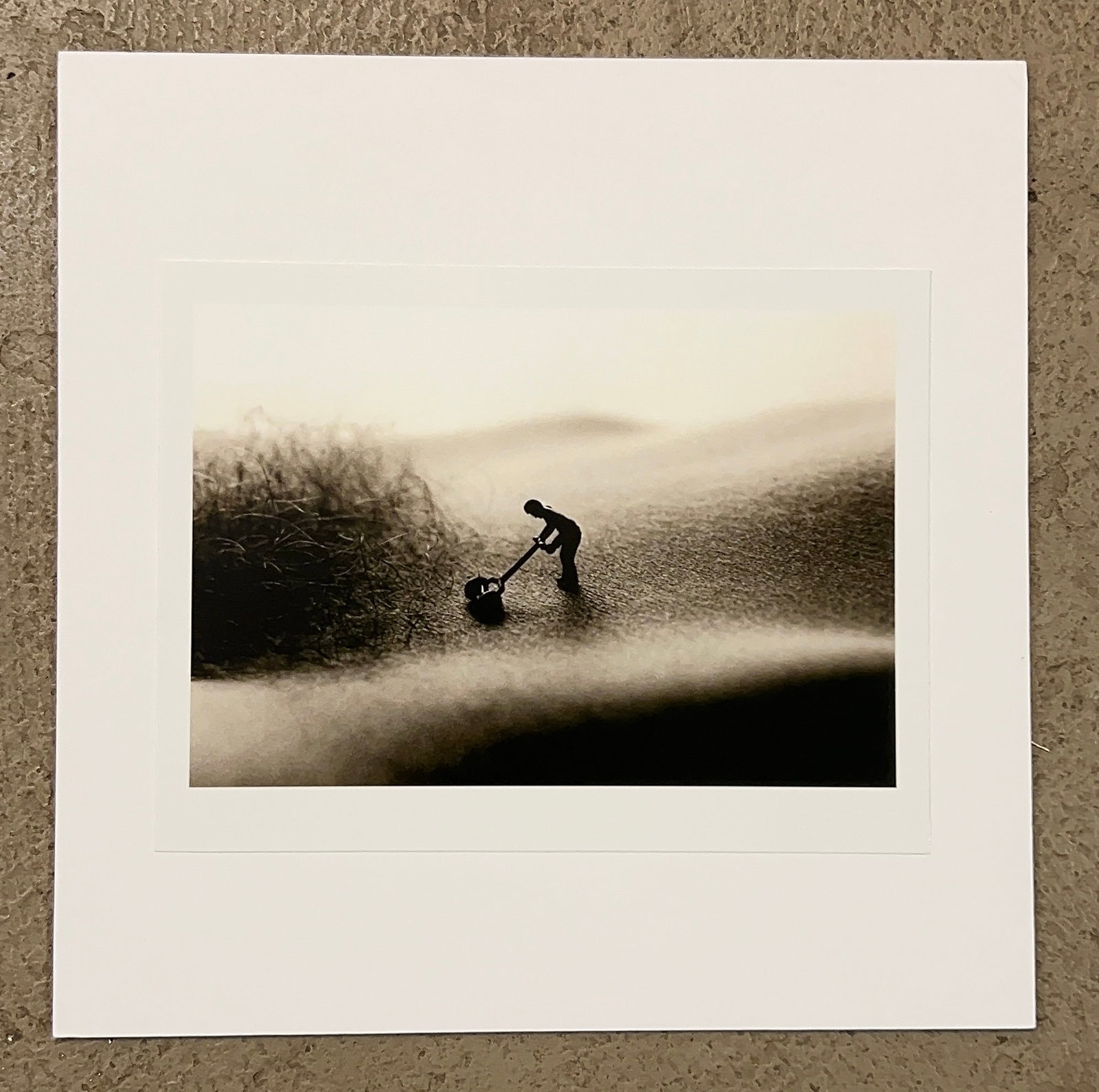 Allen I Teger Bodyscapes Print, Lawn Mower: From an Ithaca, NY estate collection. Print of photo by Allen I Teger (American, contemporary.) From the Bodyscapes series, titled "Lawn Mower." Unsigned, but within original packaging from Allen I. T