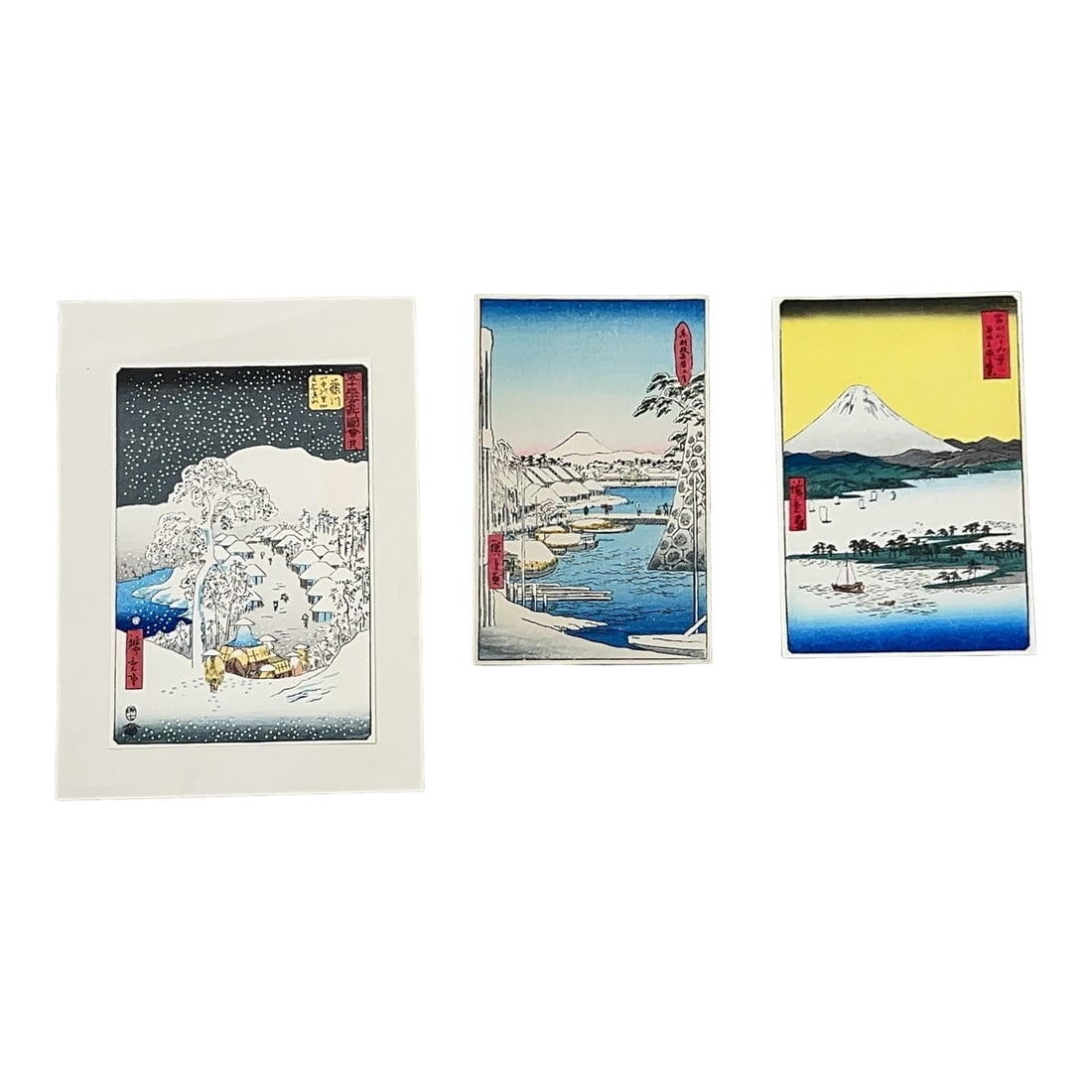 Group of Three Yatsugiri-Ban Japanese Woodblocks Hiroshige (1 of 6)