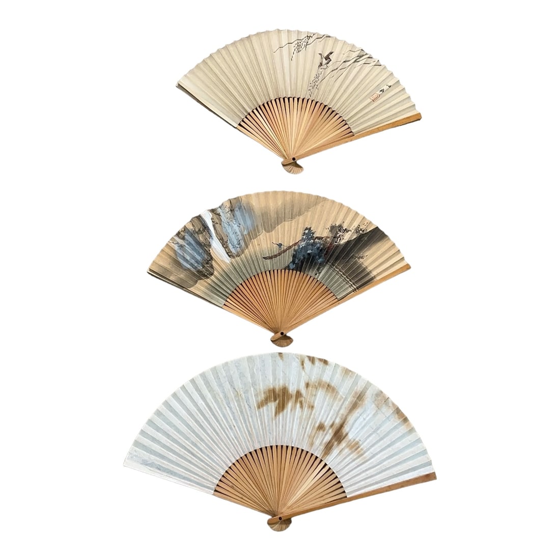 Group of Three Chinese Painted / Art Fans Signed (1 of 8)