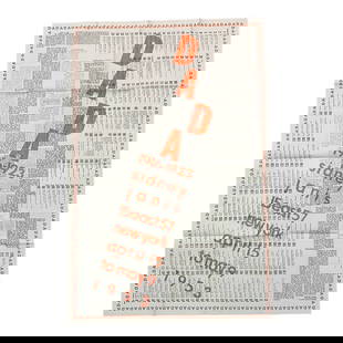 Marcel Duchamp DADA Exhibition Poster for Sidney Janis Gallery 1953: From an Ithaca, NY estate collection. Poster for DADA Exhibition at Sidney Janis Gallery by Marcel Duchamp (French,1887 – 1968) Offset lithograph on paper. Unframed. Folded as originally sent for di