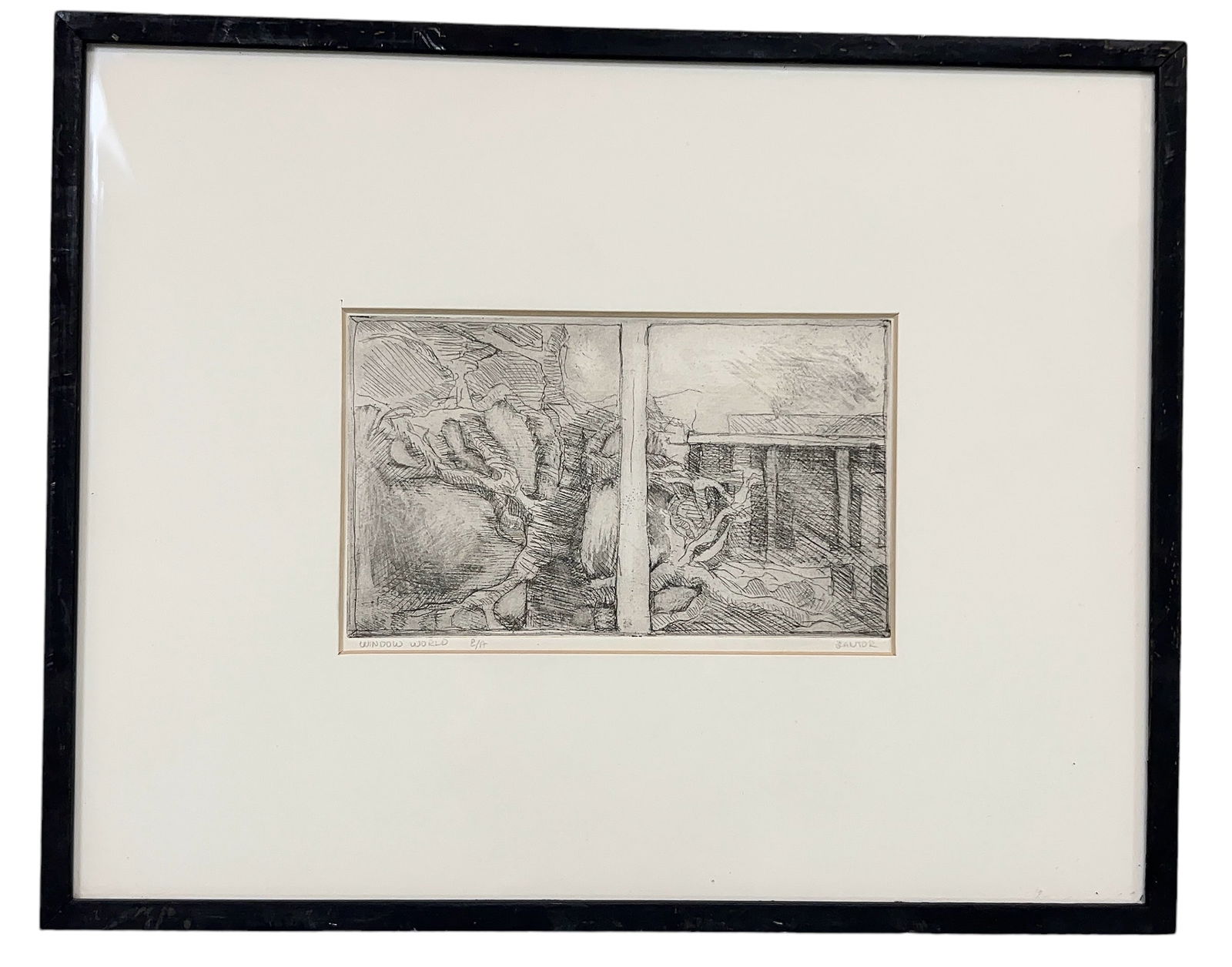 Signed Engraving Test Print by Jay Cantor, Window World: From an Ithaca, NY estate collection. Signed and numbered (in pencil) engraving entitled "Window World" by art historian, Jay Cantor. Numbered e/a or epreuve d'artiste, test print. Image measures appr