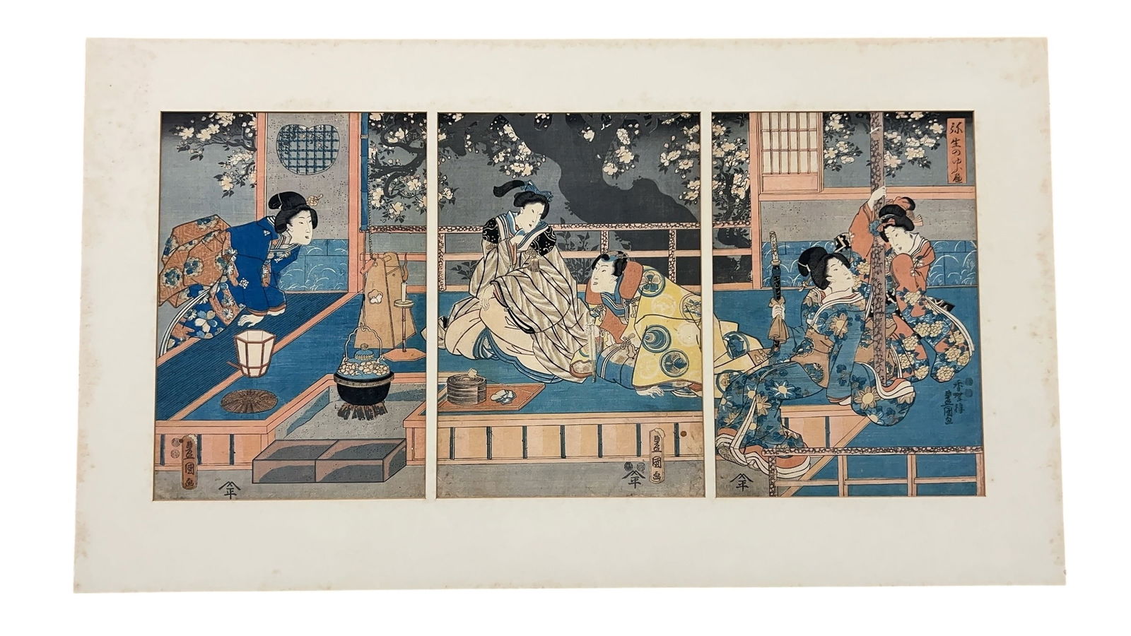 Japanese Woodblock Print Triptych Prince of Genji by Kunisada I Toyokuni III (1 of 15)