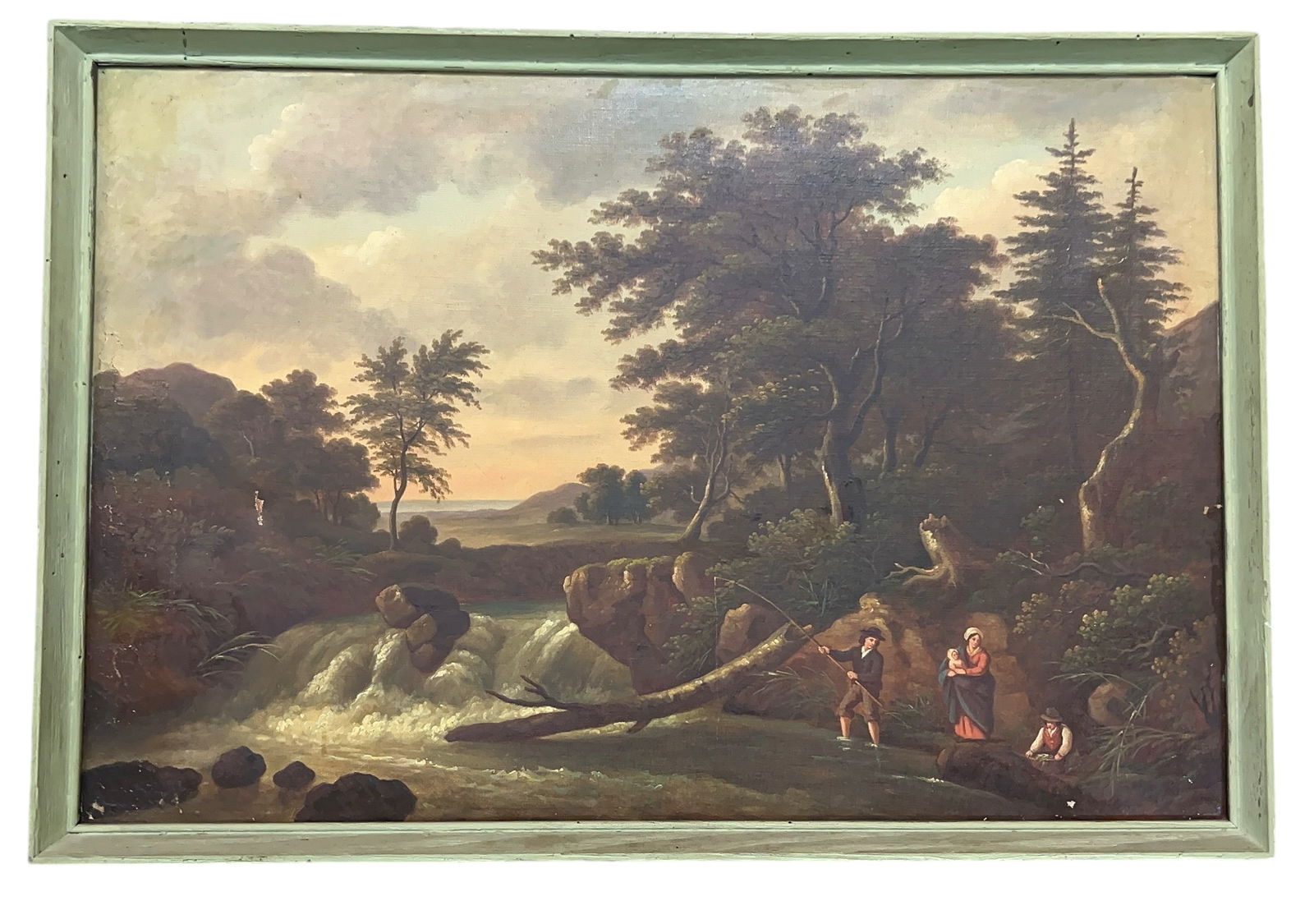 Antique Oil on Canvas Painting, European School Fisherman's Family Unsigned (1 of 20)