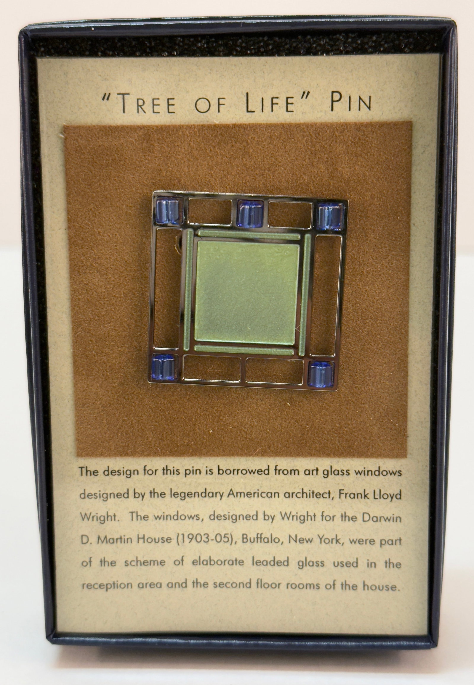David Howell Designer Tree of Life Pin Brooch Stained Glass Frank Llyod Wright Inspired: From an upstate, NY estate collection. Tree of Life pin or brooch. Stained glass inspired, designed by David & Howell & Co. New in box.