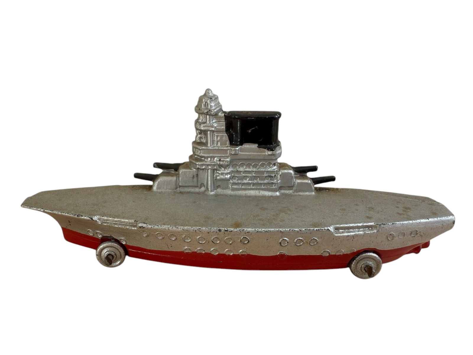 1930's Barclay Slush Mold Cast Metal Aircraft Carrier Ship Naval Toy (1 of 5)