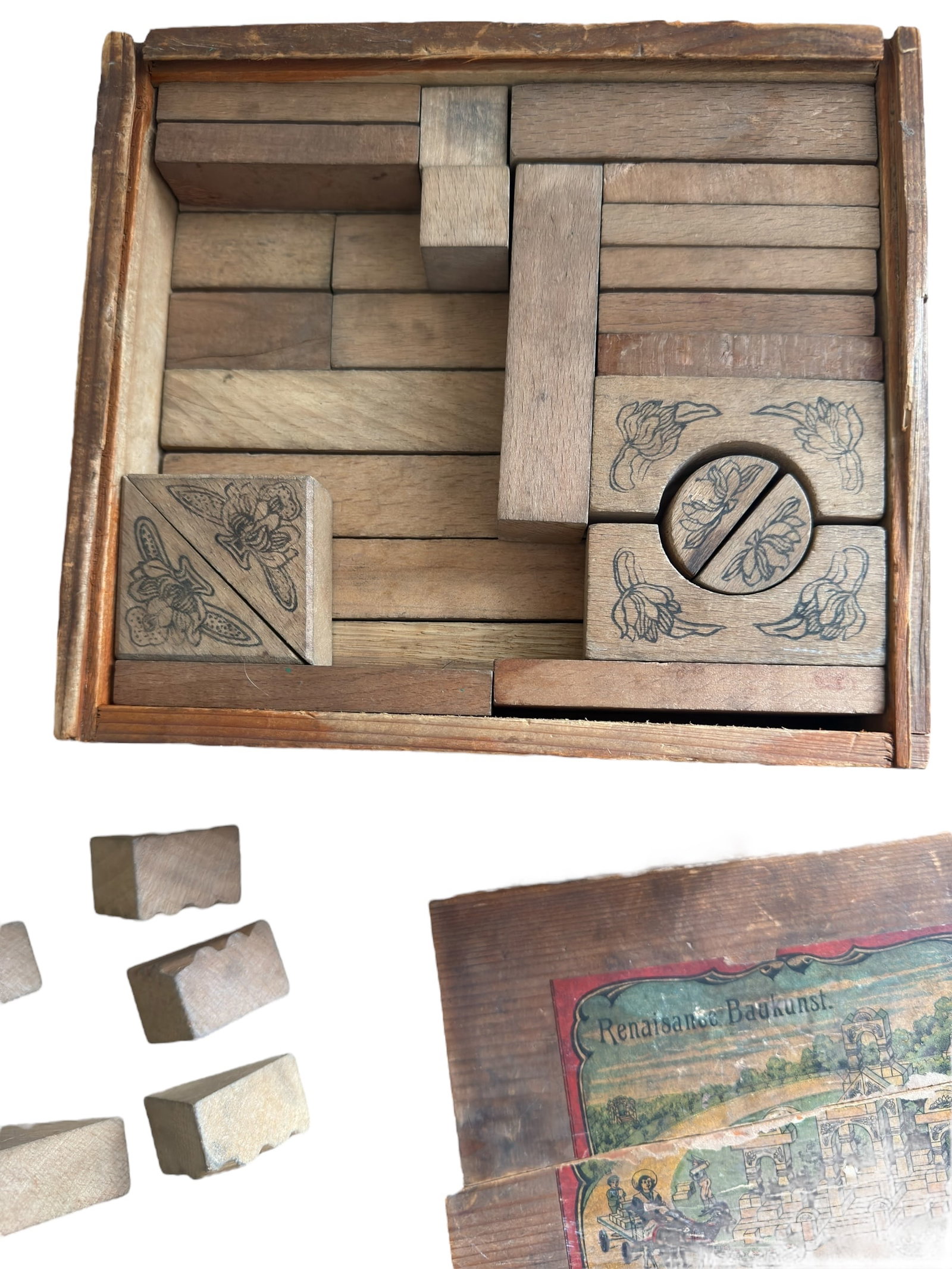 Antique German Wooden Building Block Set Thirty-Six Pieces (1 of 7)