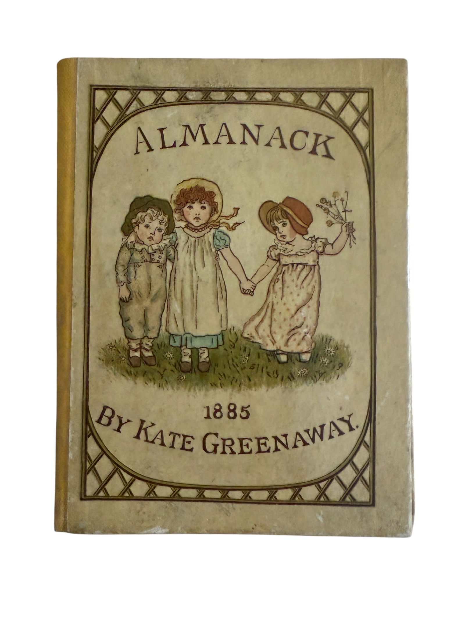 Original 1885 Almanak Miniature Book by Kate Greenaway: From a notable upstate, NY estate collection. Original 1885 Almanak Miniature Book by Kate Greenaway. Wonderful illustrations and binding. Measures approx 4" x 3".