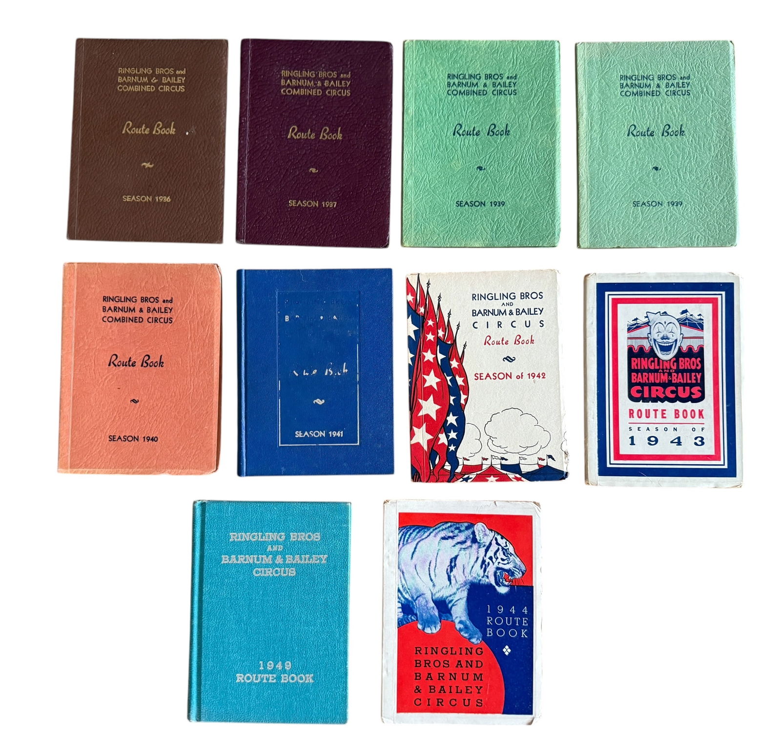 Group of Ten Ringling Brothers & Barnum Bailey Circus Route Books 1930s-40s. (1 of 5)