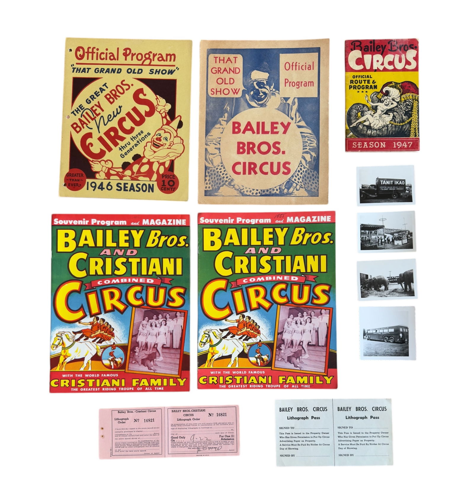 Group Bailey Brothers Circus Origial Photos, Programs, Routes, Etc. 1940s-50s (1 of 13)