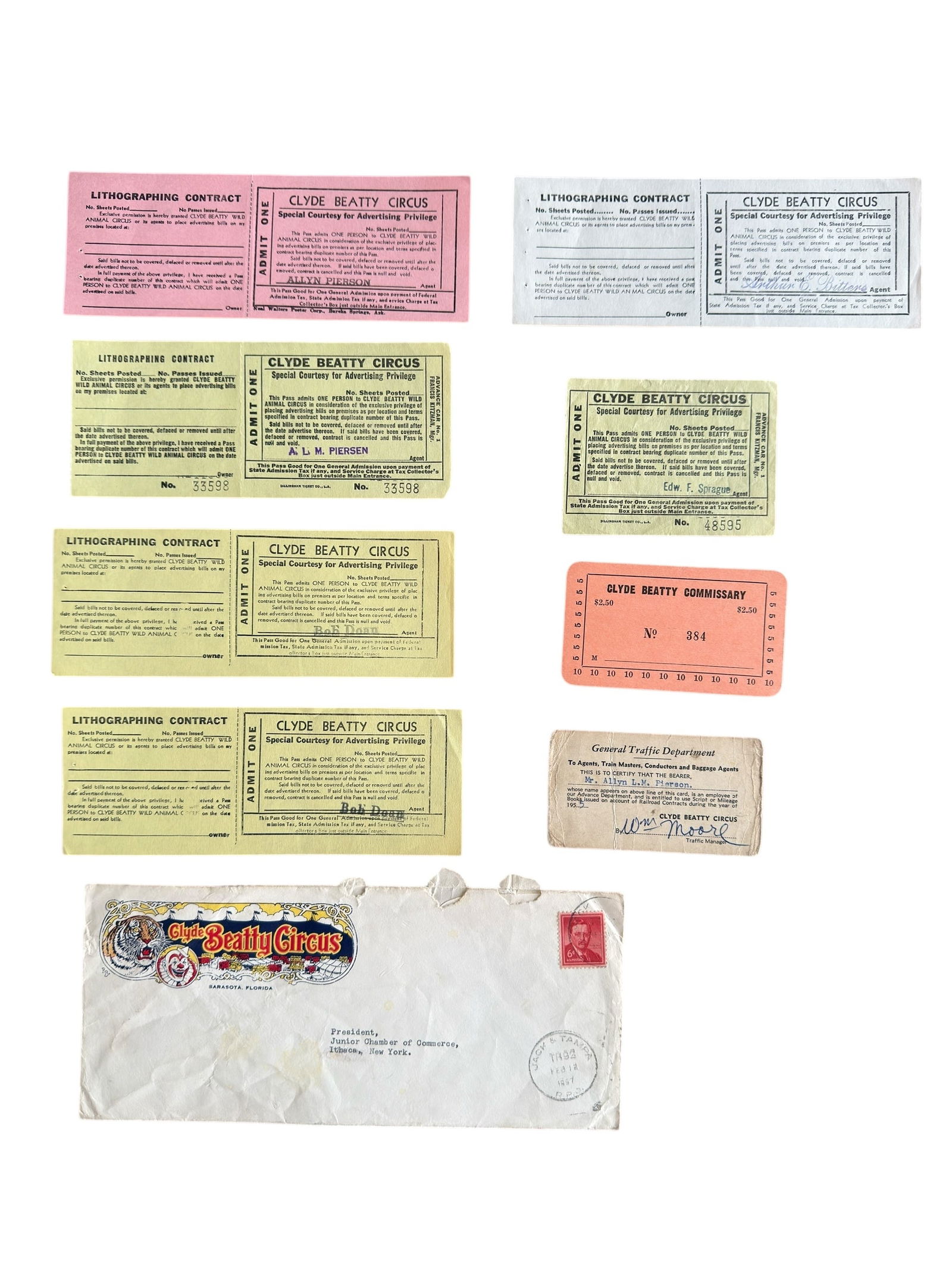 Group of Clyde Beatty Circus Materials Tickets, Lithographic Passes, Etc 1930s (1 of 5)