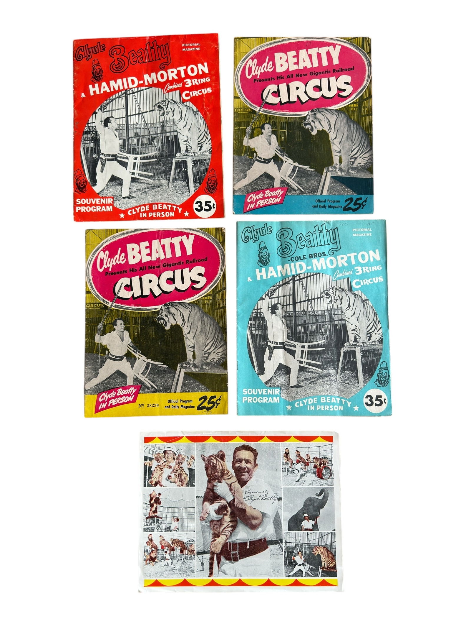 Group of Five Clyde Beatty Circus Programs & Materials 1950s (1 of 7)