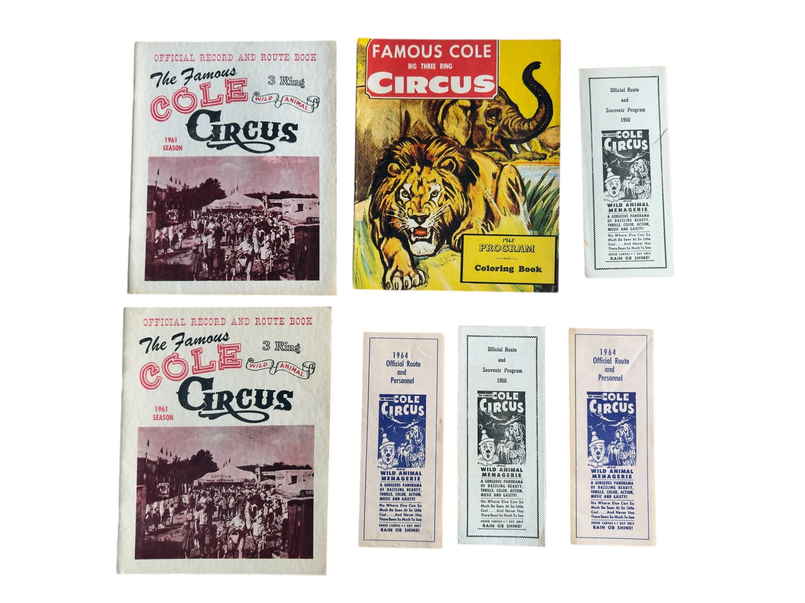 Group of Seven Cole Brothers Circus Programs, Routes and Materials 1960s (1 of 8)