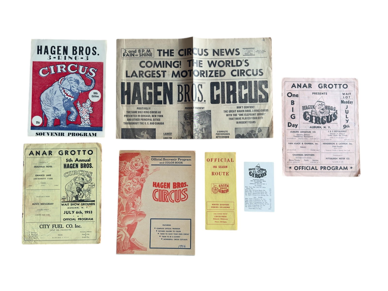 Group of Six Hagen Brothers Circus Programs & Materials 1950s-60s (1 of 7)