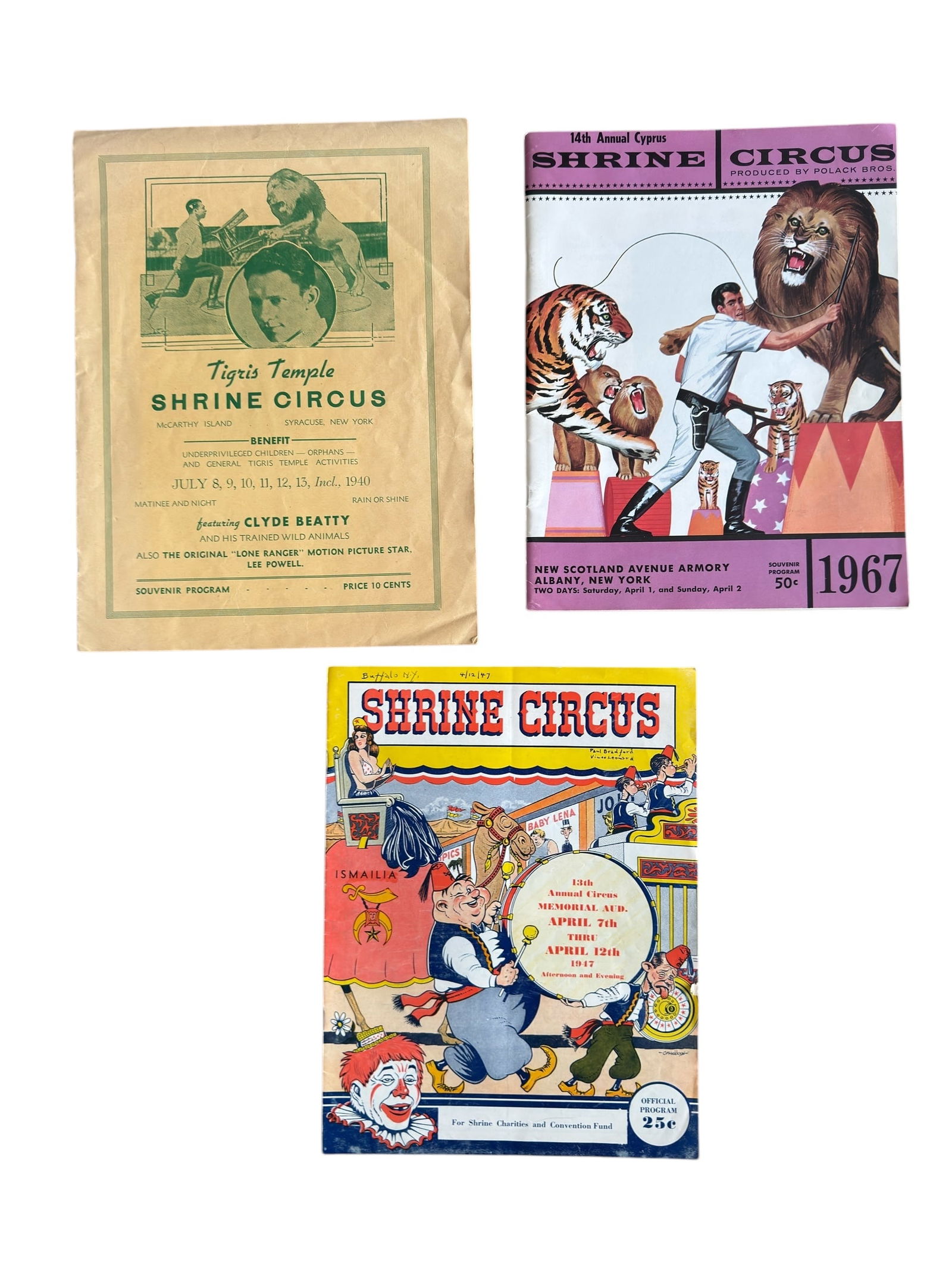 Group of Three Shrine Circus Programs 1940s-60s (1 of 5)