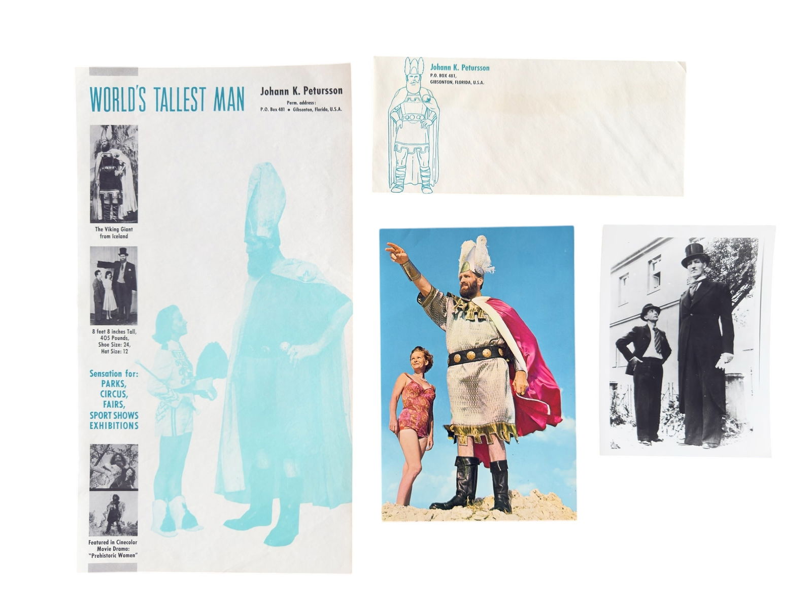 Group of Four Pieces World's Tallest Man Johann K. Petursson Autographed (1 of 7)