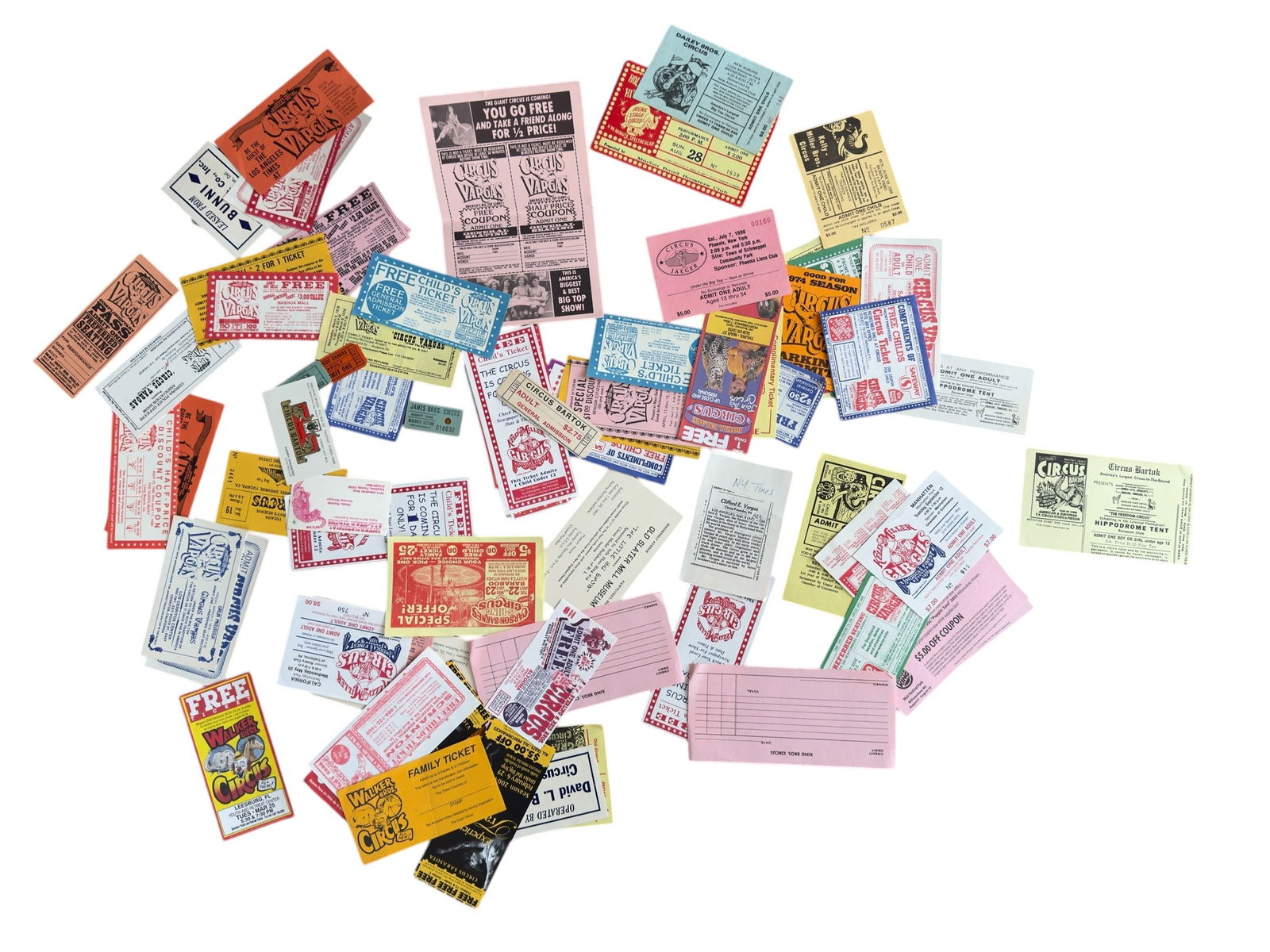 Large Group of Various Vintage Circus Tickets / Coupons (1 of 8)