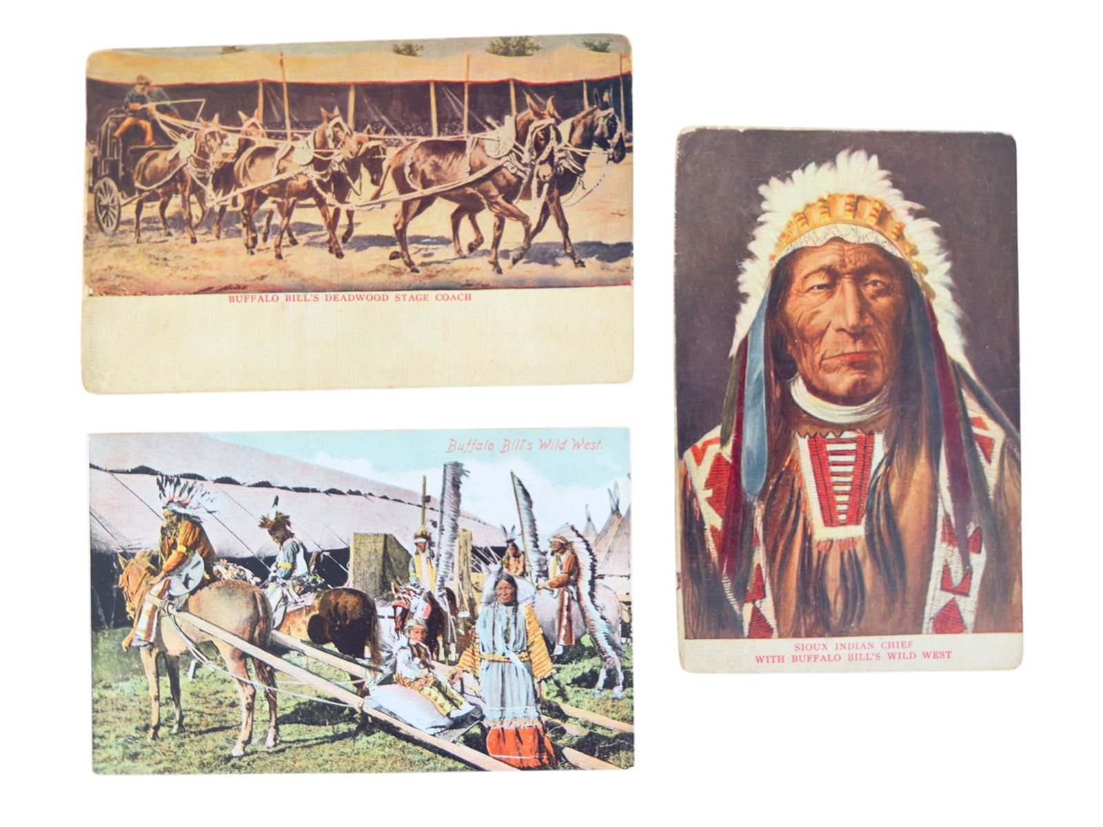 Group of Three Antique Post Cards of Buffalo Bill's Wild West Show (1 of 7)