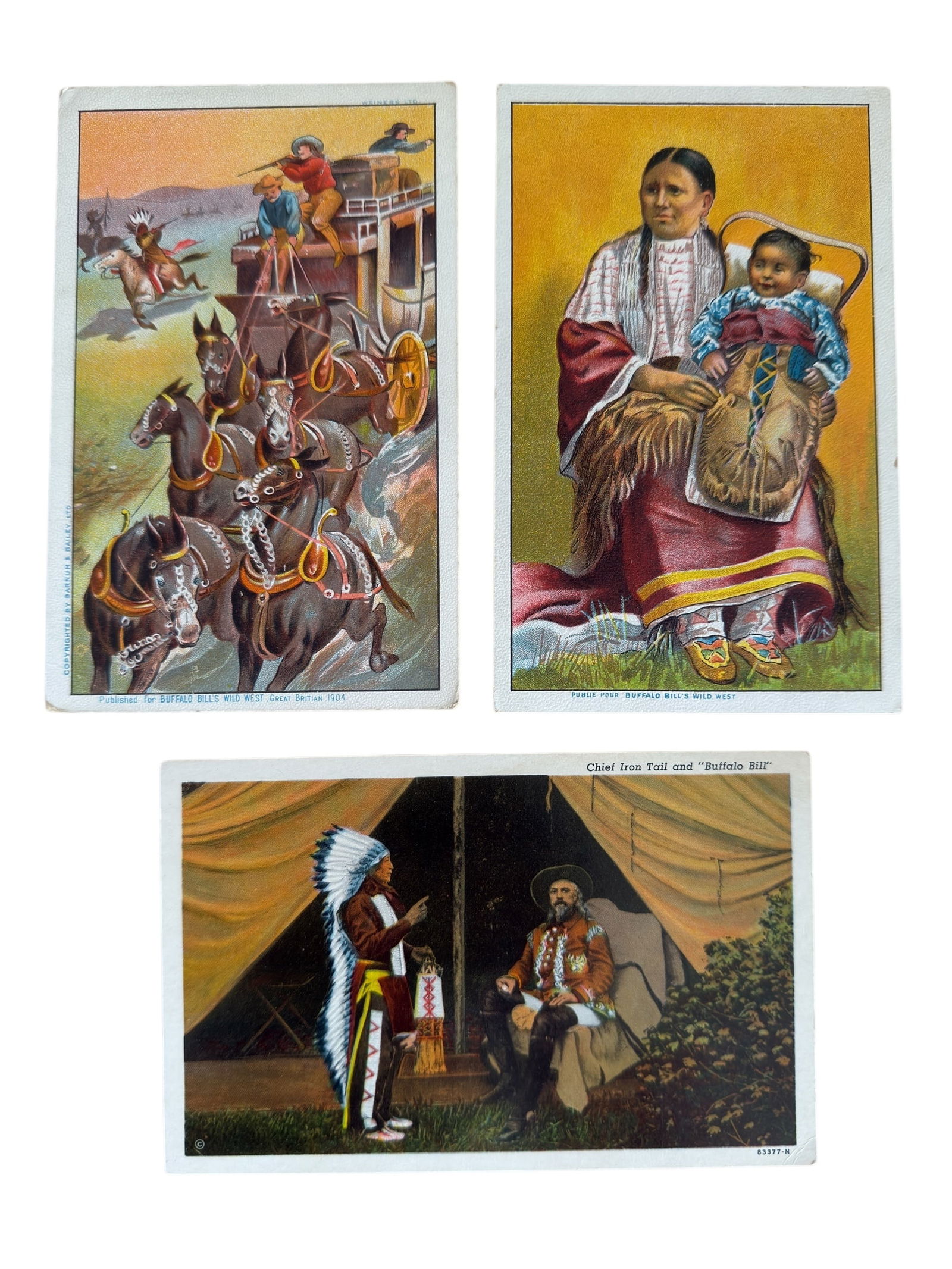Group of Three Antique Post Cards of Buffalo Bill's Wild West Show (1 of 7)