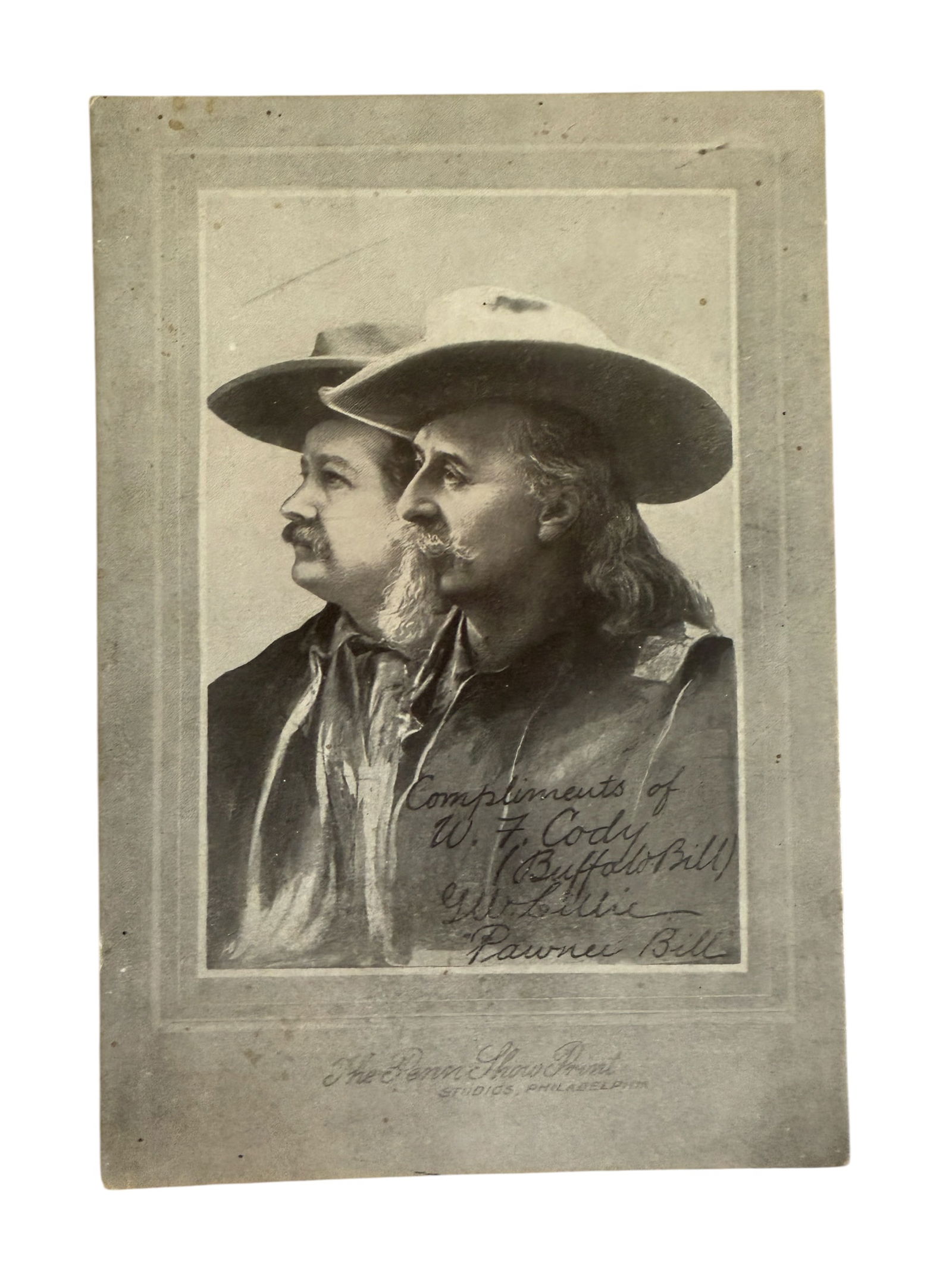 Signed Cabinet Card of Buffalo Bill Cody & Pawnee Bill (1 of 10)