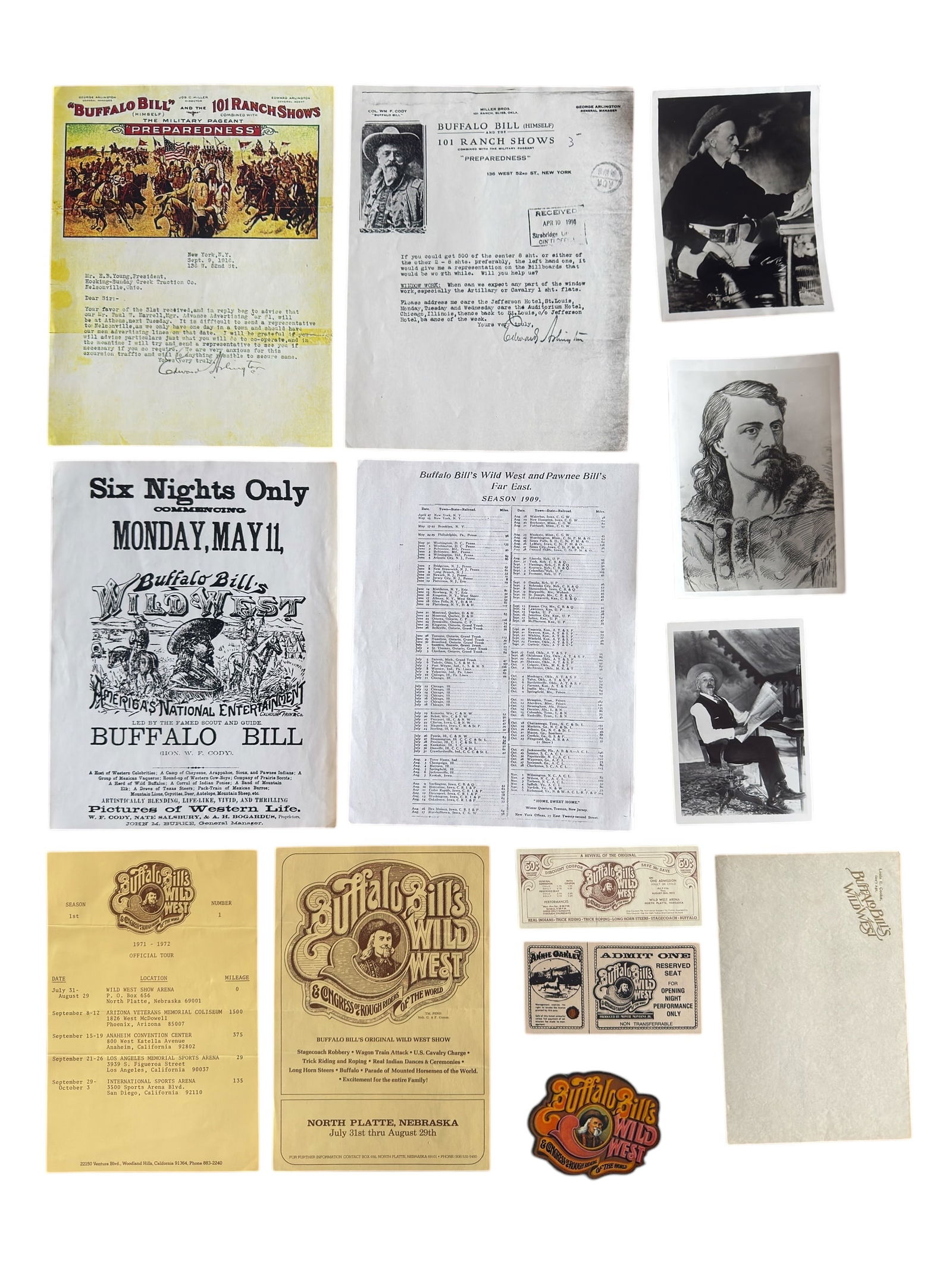Thirteen Pieces of Vintage Paper Materials Letterhead Photos Buffalo Bill's Wild West Shows (1 of 12)