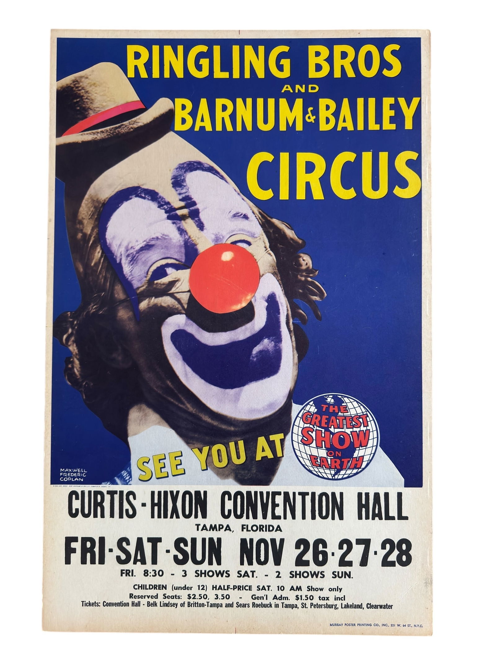 1960s Vintage Ringling Brothers and Barnum & Bailey Circus Poster Tampa, Florida (1 of 8)