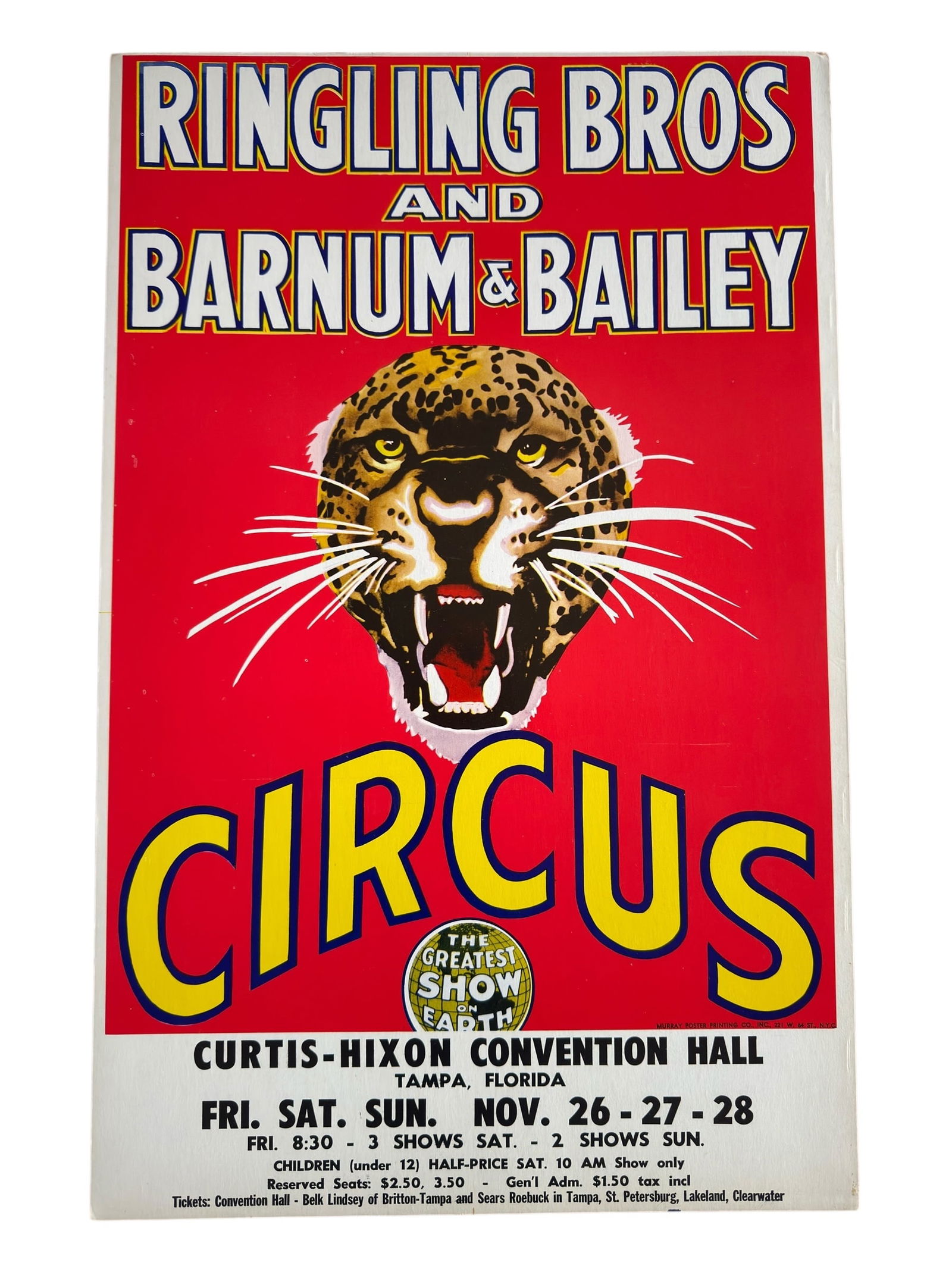 1960s Vintage Ringling Brothers and Barnum & Bailey Circus Poster Tampa, Florida (1 of 8)