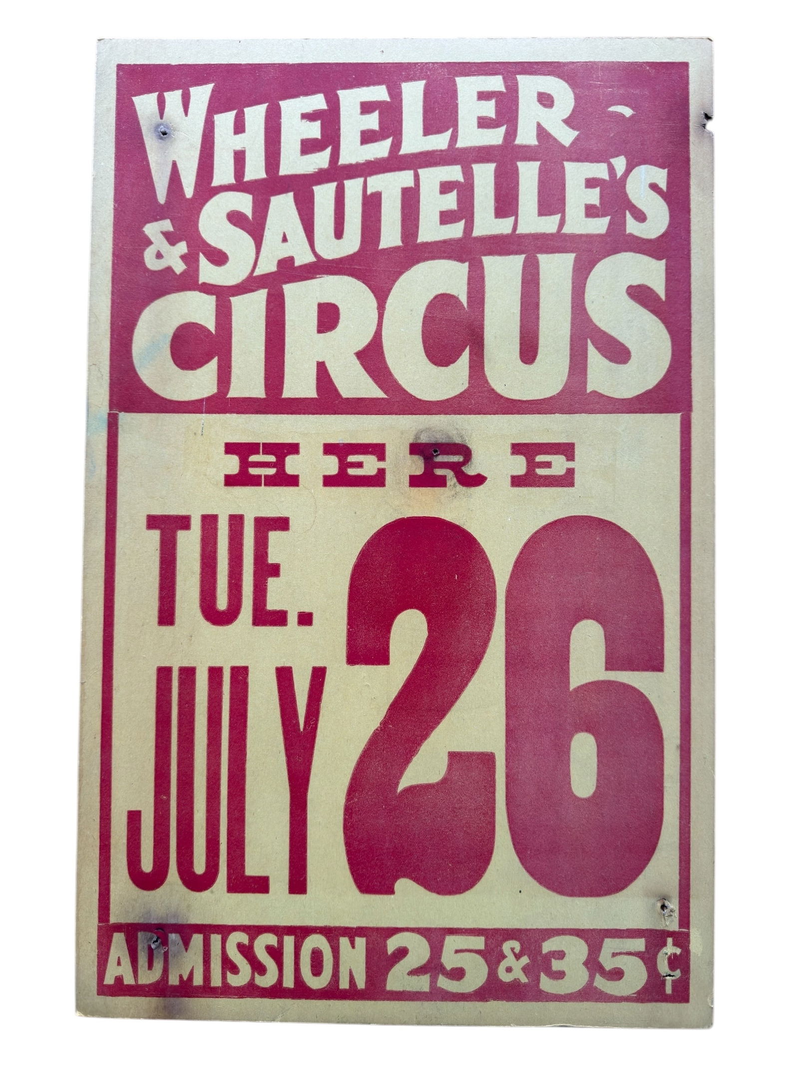 1932 Wheeler & Sautelle's Circus Screen Printed Poster (1 of 8)