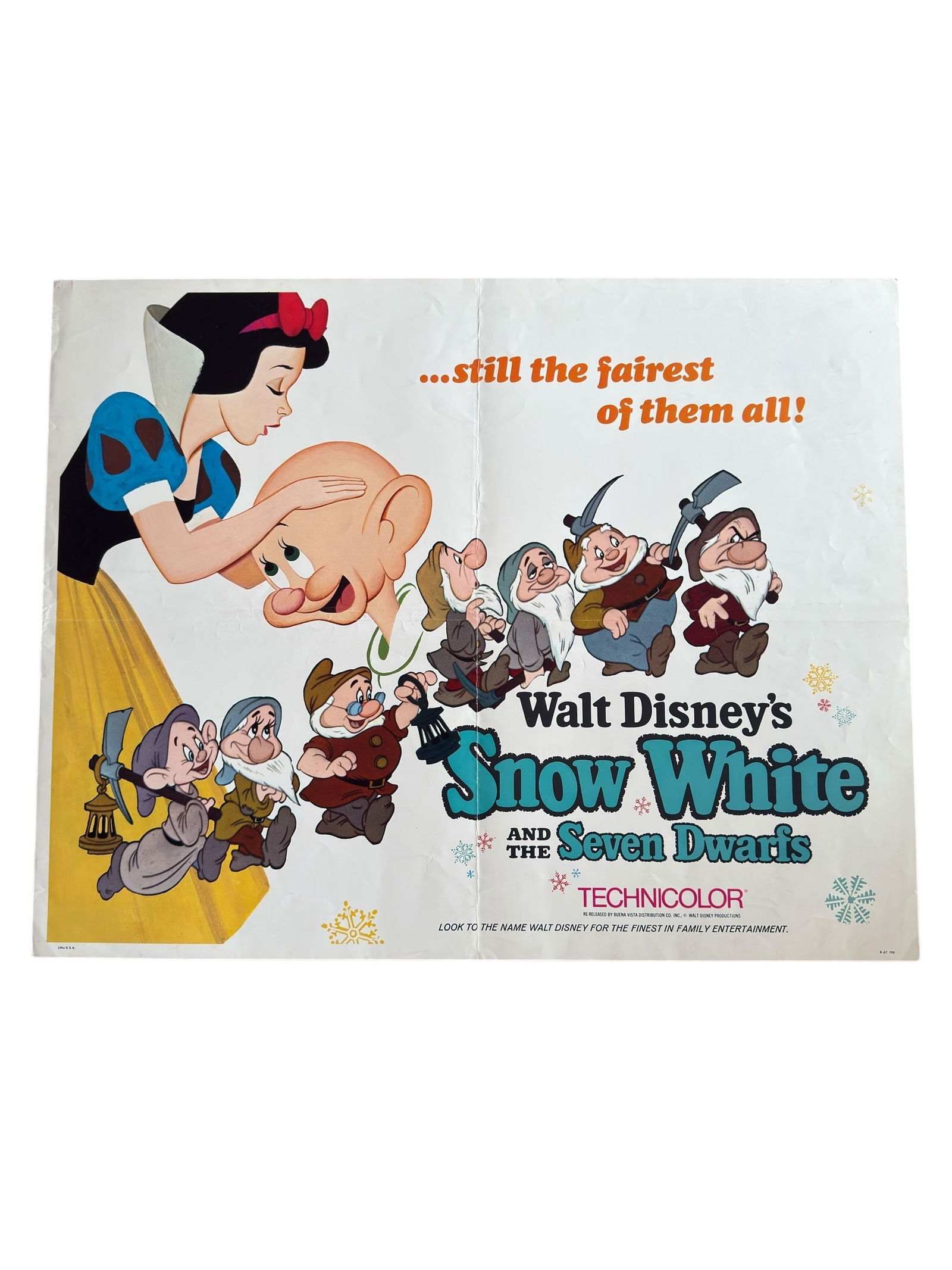 1967 Rerelease Snow White & The Seven Dwarfs Half Sheet Movie Poster Walt Disney (1 of 8)