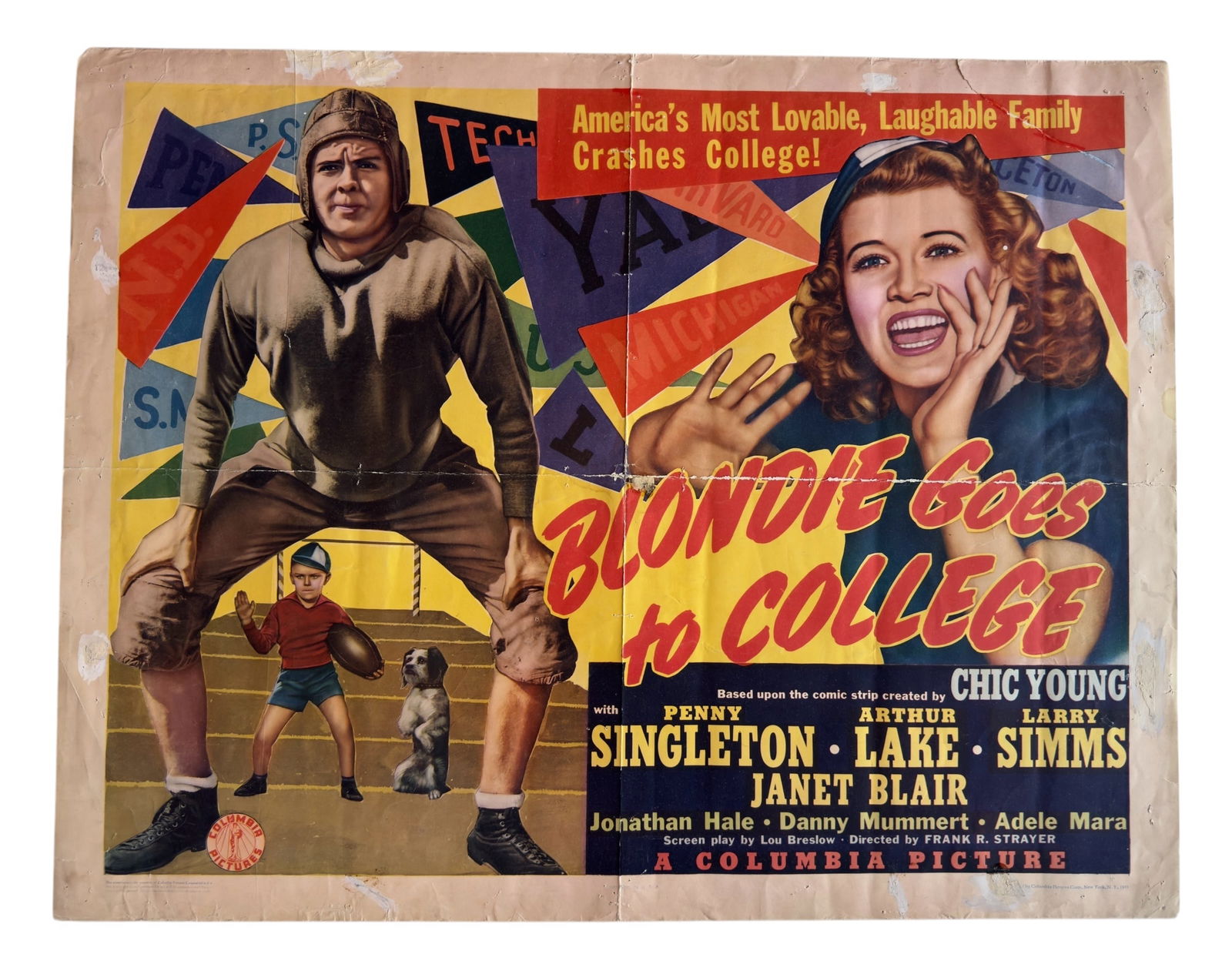 1941 Blondie Goes To College Original Movie Poster Chic Young Penny Singleton (1 of 12)