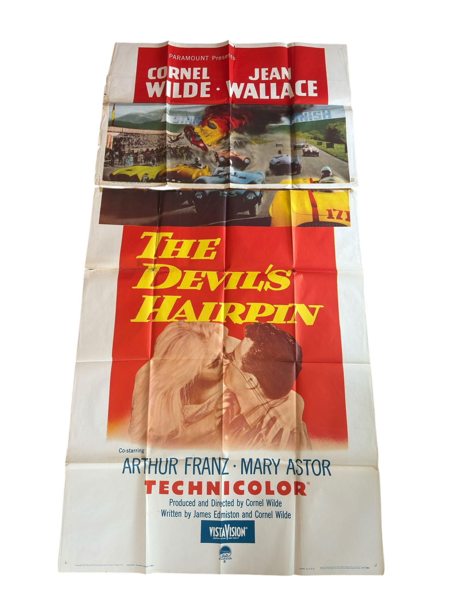 1957 The Devil's Hairpin Original Screenprinted Movie Poster Two Pieces Motorsport Vintage (1 of 20)