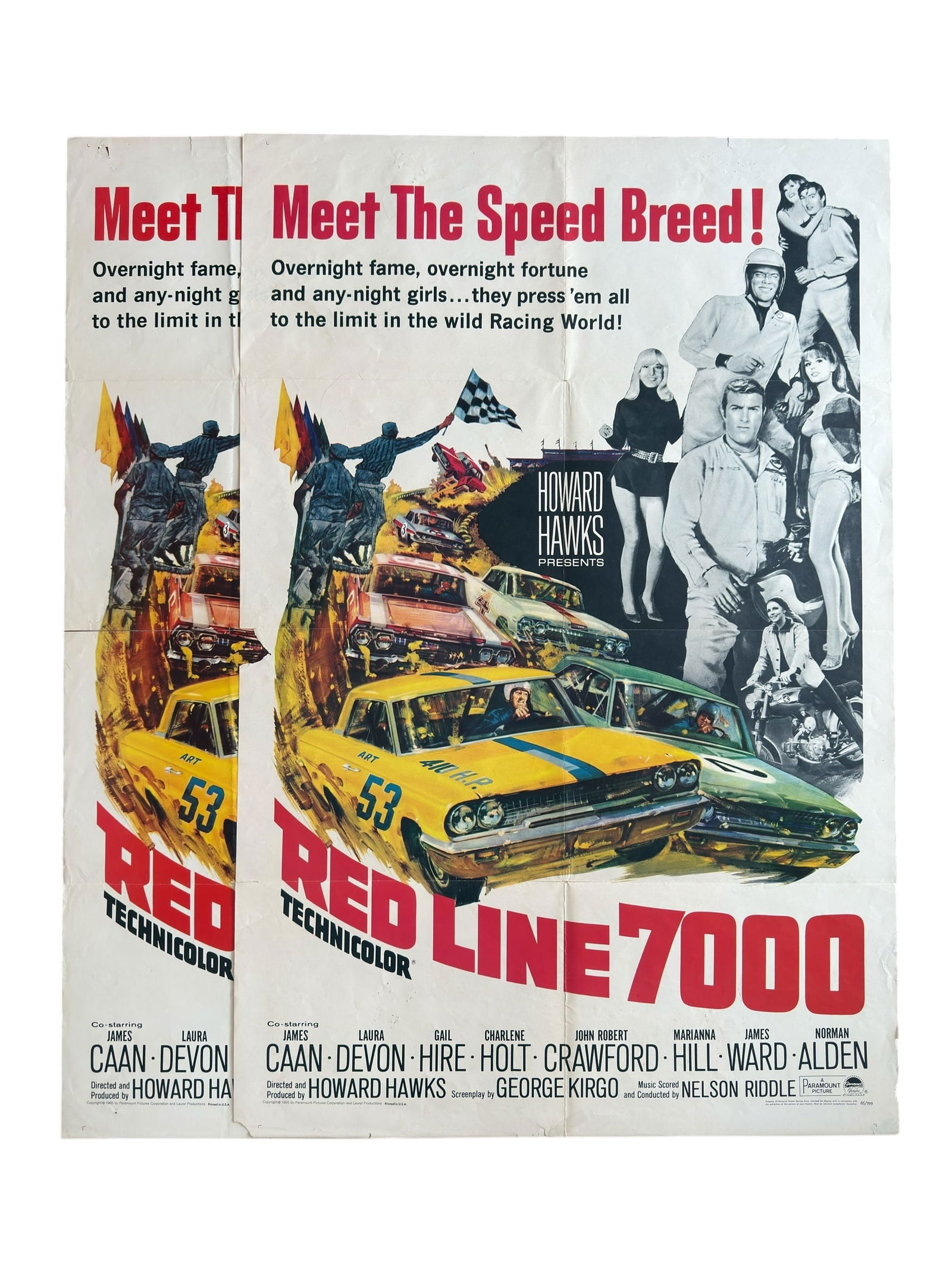 Pair of 1965 Red Line 7000 original Movie Posters Motorsport Vintage Car Racing (1 of 13)