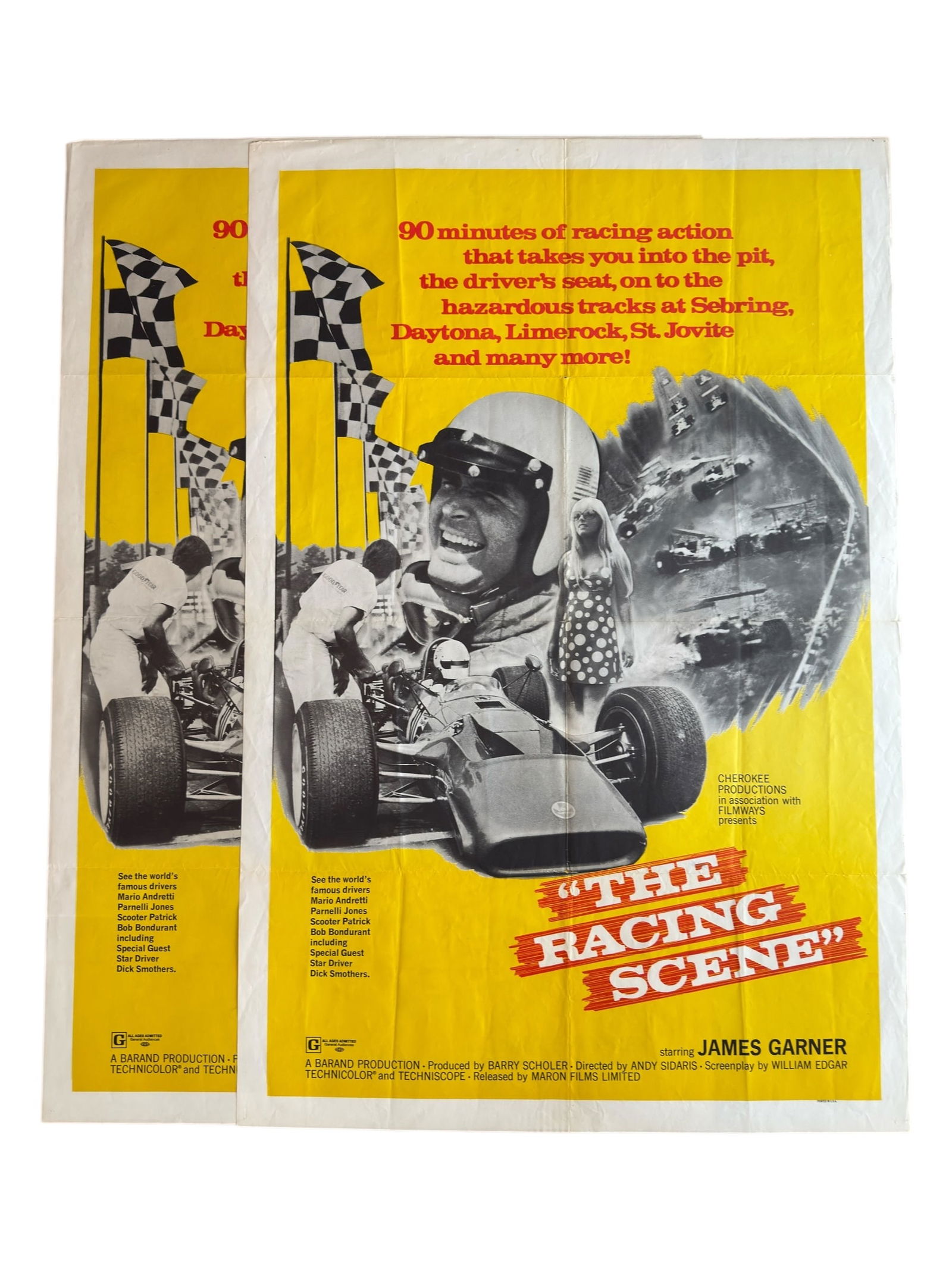 Pair of 1969 The Racing Scene Original Movie Posters Motorsport Vintage Car Racing (1 of 11)