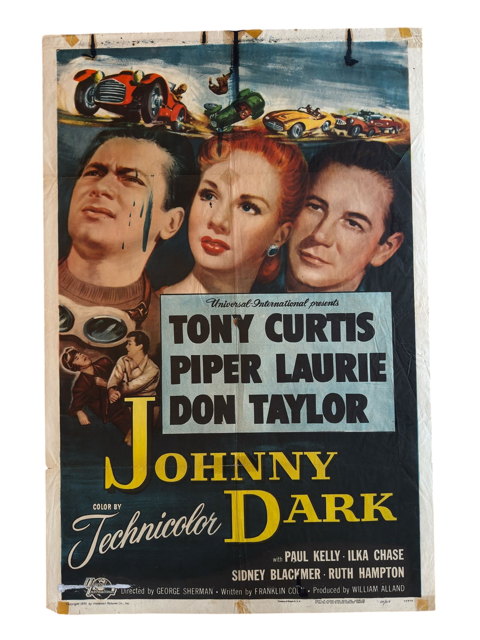 1954 Johnny Dark Original One Sheet Movie Poster Motorsport Vintage Car Drag Racing (1 of 11)