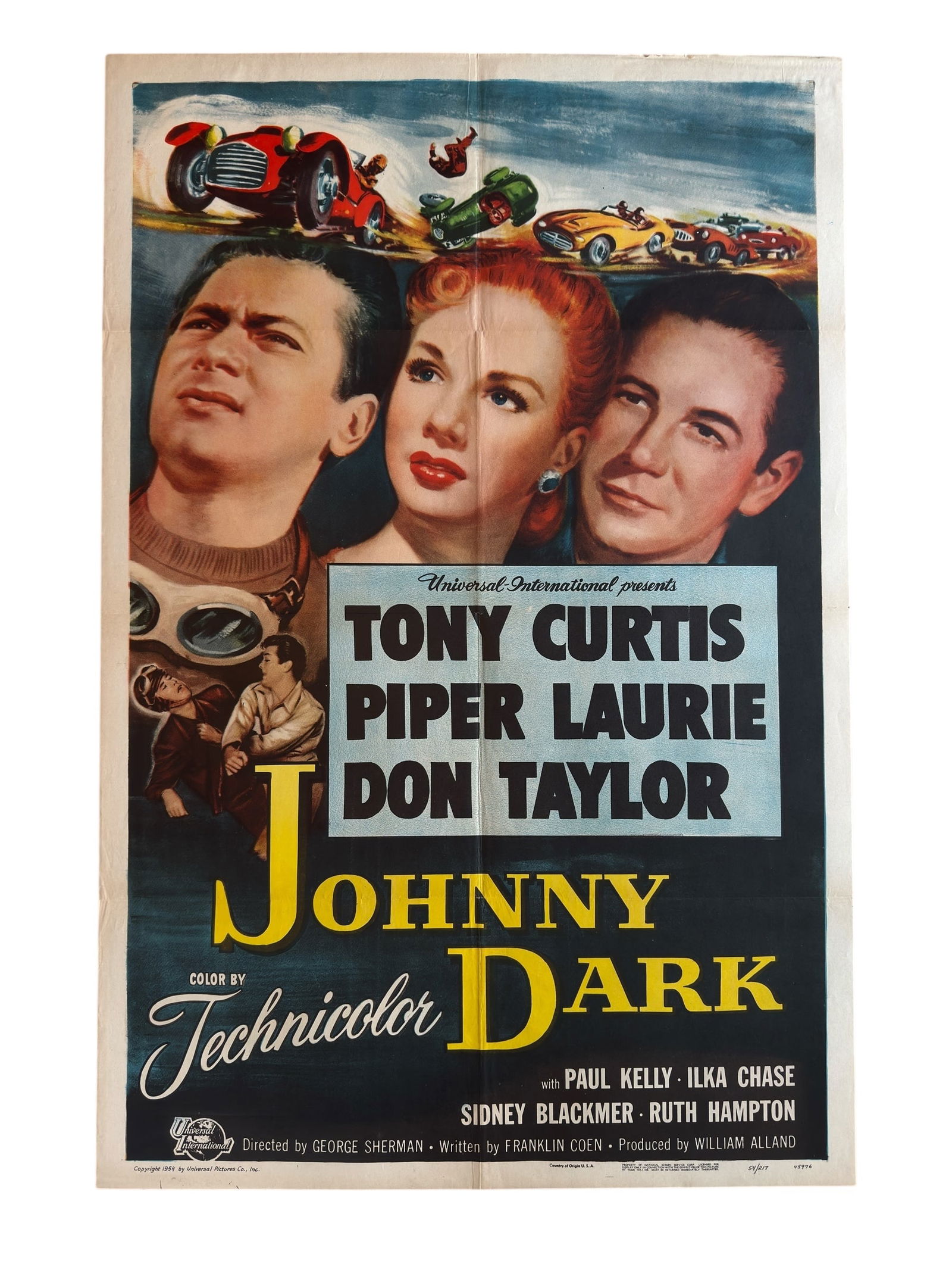 1954 Johnny Dark Original One Sheet Movie Poster Motorsport Vintage Car Drag Racing (1 of 11)
