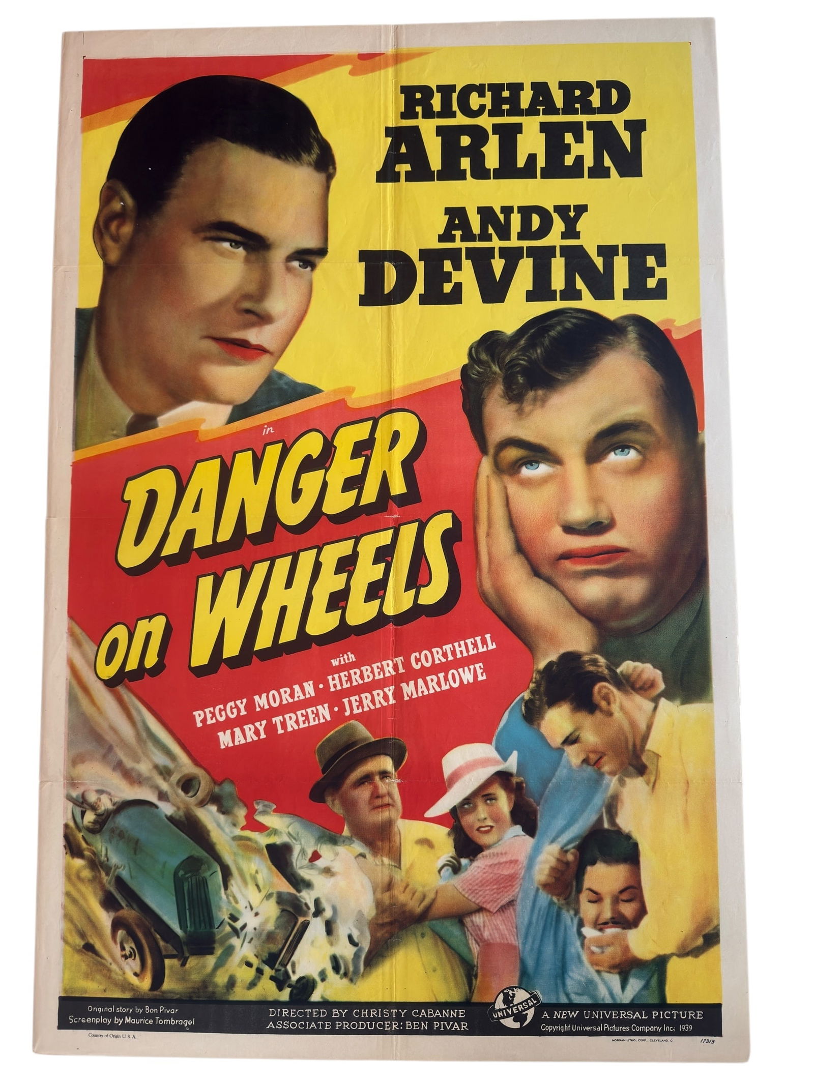 1939 Danger on Wheels Original One Sheet Movie Poster Motorsport Vintage Car Drag Racing (1 of 14)