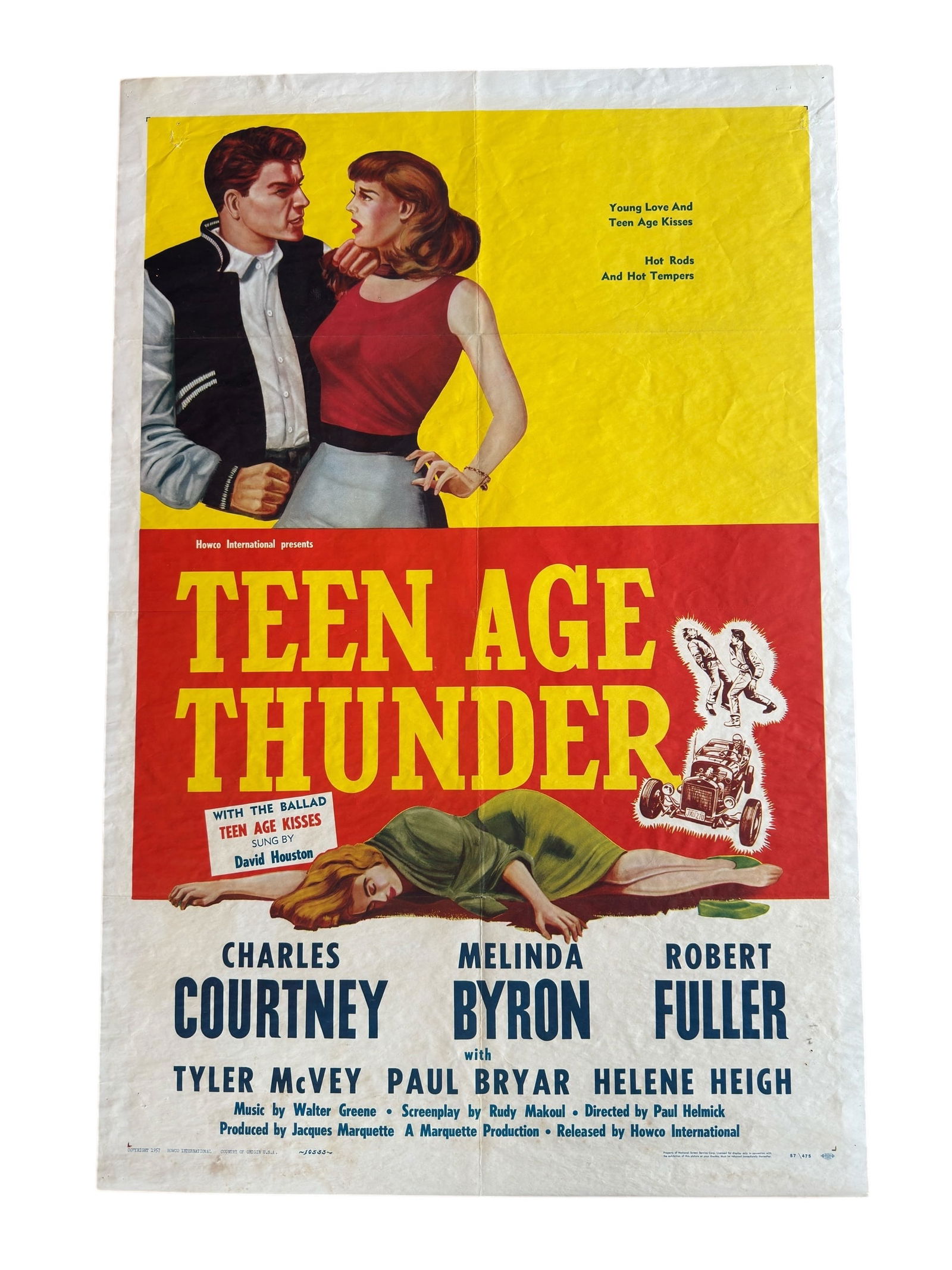 1957 Teen Age Thunder Original One Sheet Movie Poster Motorsport Vintage Car Drag Racing (1 of 11)