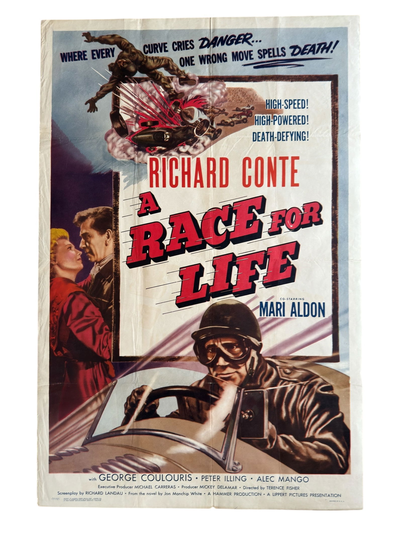 1954 A Race For Life Original Movie Poster Motorsport Vintage Car Drag Racing (1 of 11)