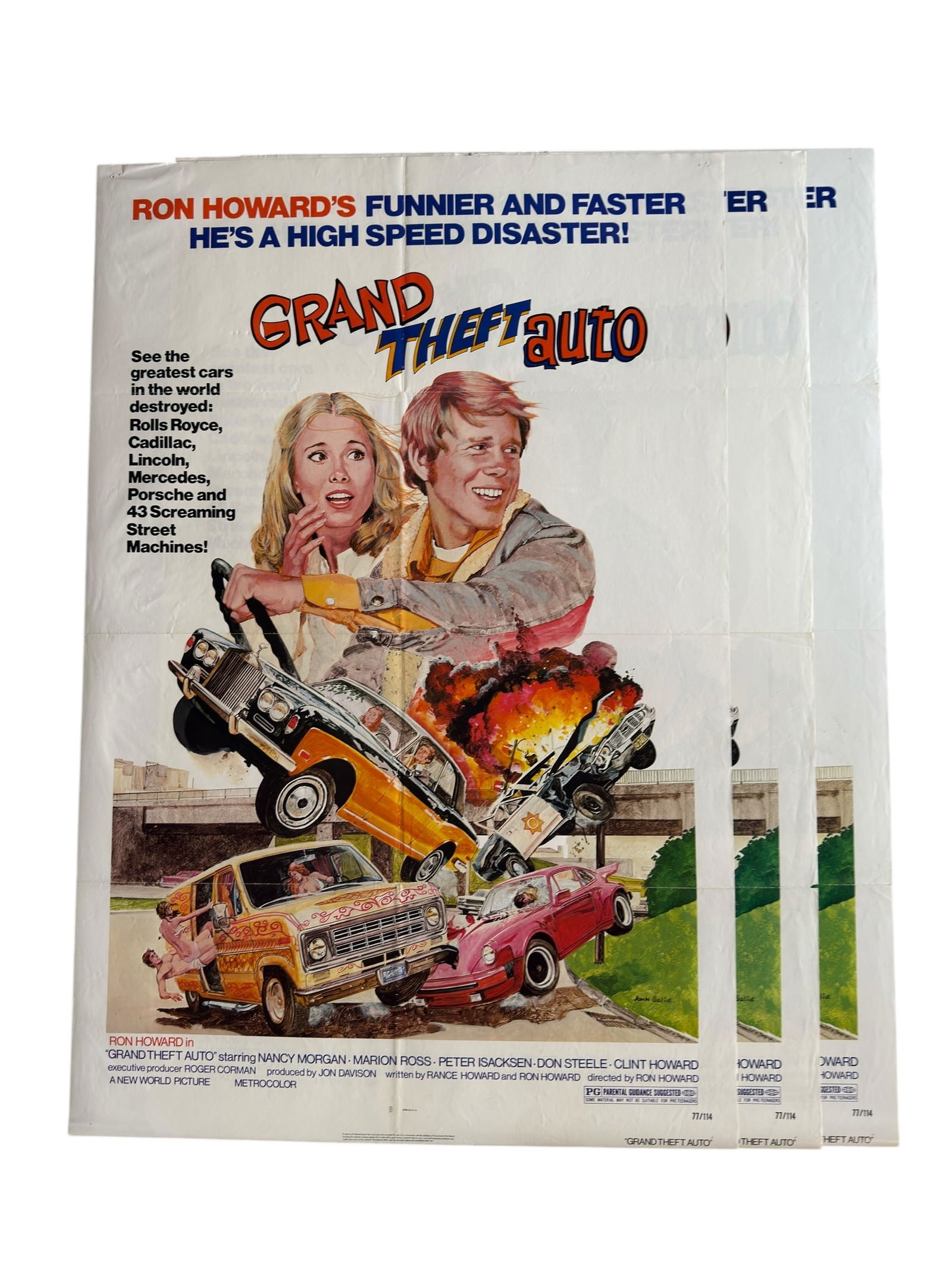 Group of Three Grand Theft Auto Original Movie Posters Motorsport Vintage Car Drag Racing (1 of 13)