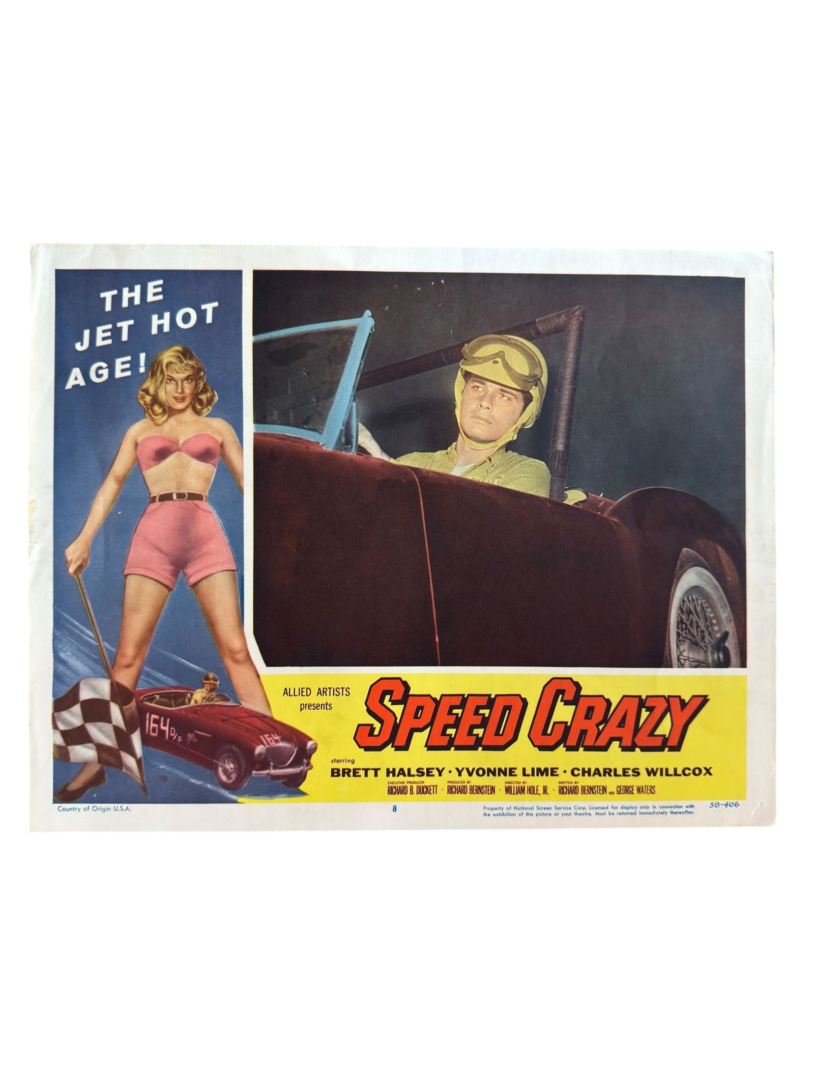 1958 Speed Crazy Original Lobby Card Movie Poster Motorsport Vintage Car Drag Racing (1 of 10)