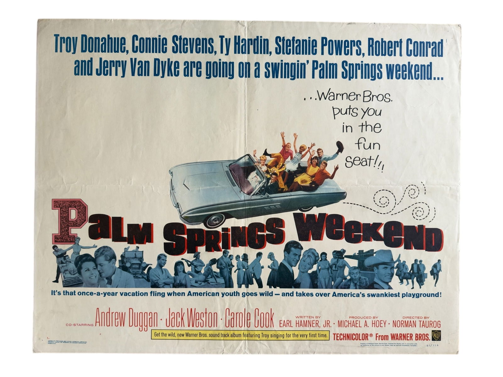 1963 Palm Springs Weekend Original Movie Poster Troy Donahue (1 of 8)