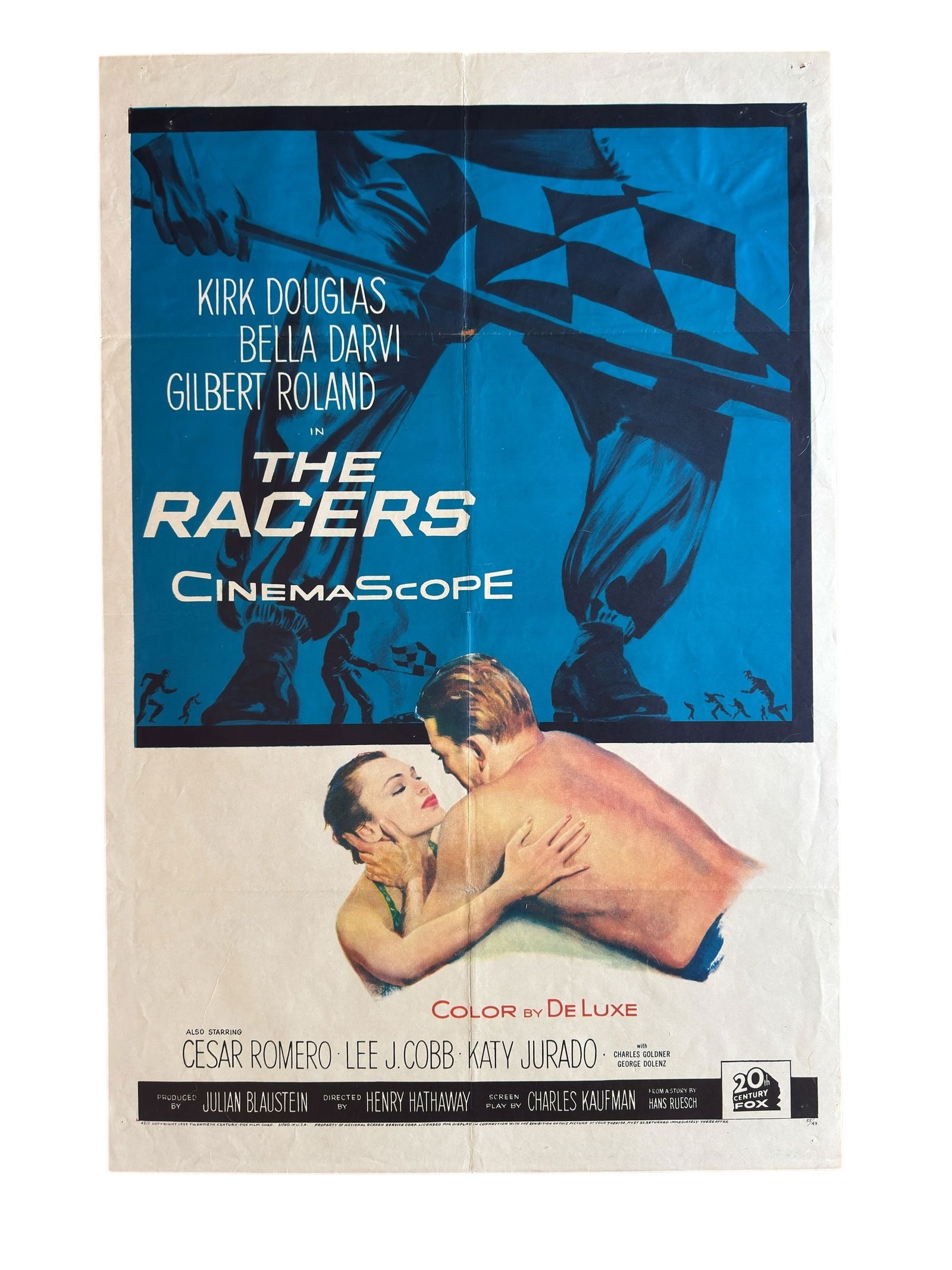 1955 The Racers Original One Sheet Movie Poster Kirk Douglas Motorsport Vintage Car Racing (1 of 11)